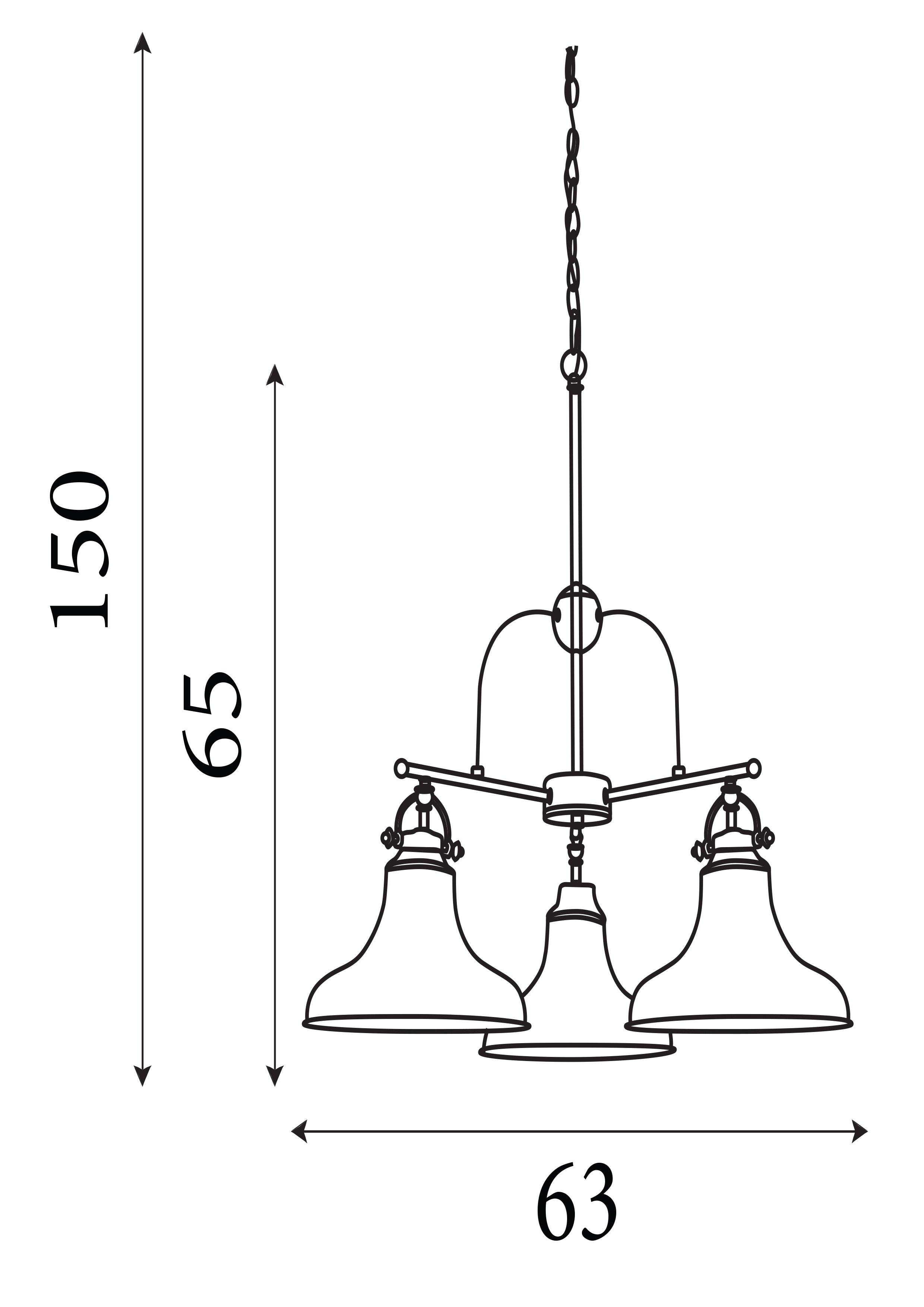 Searchlight Dale 3 Light Pendant - Satin Silver