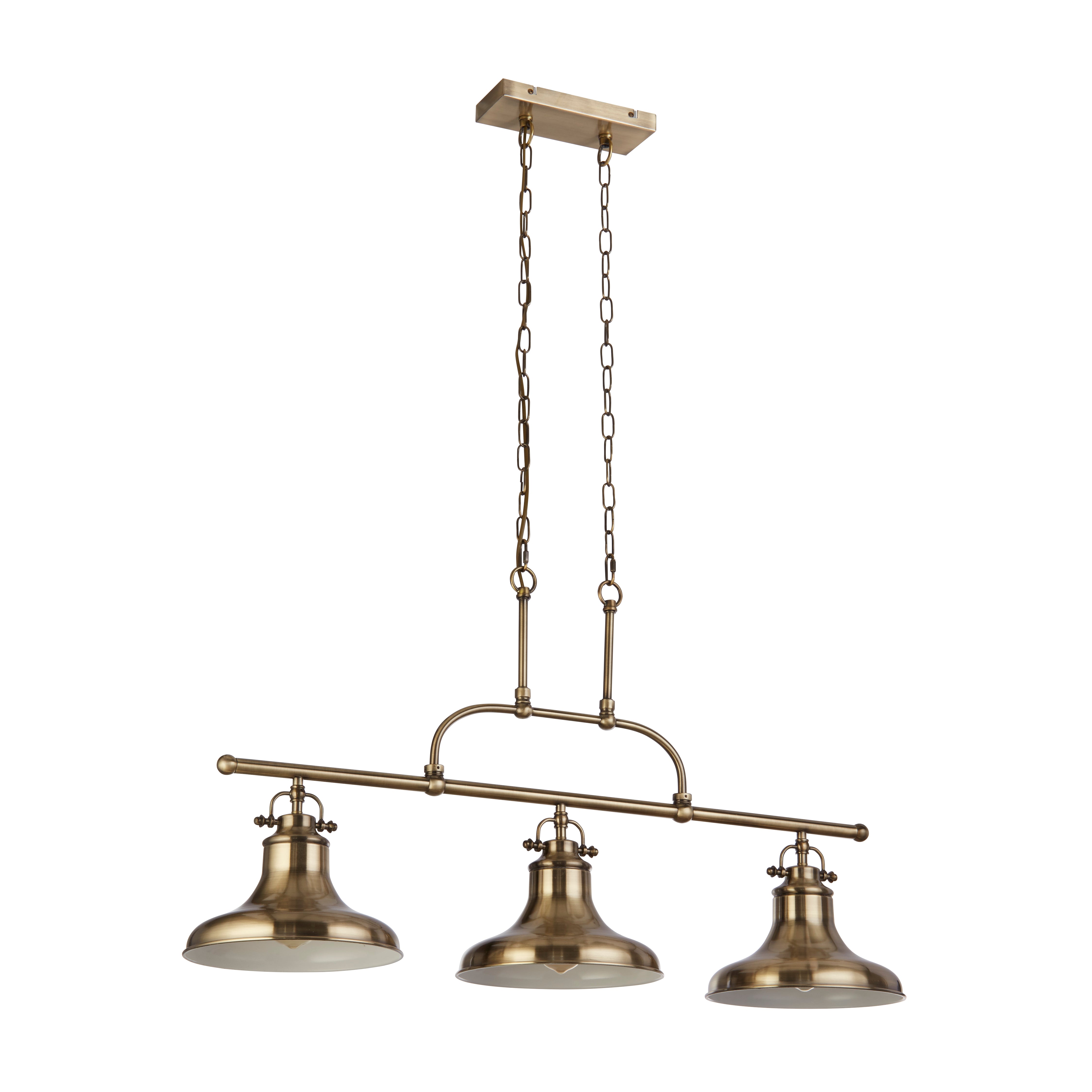 Searchlight Dale 3 Light Bar Pendant - Antique Brass Metal
