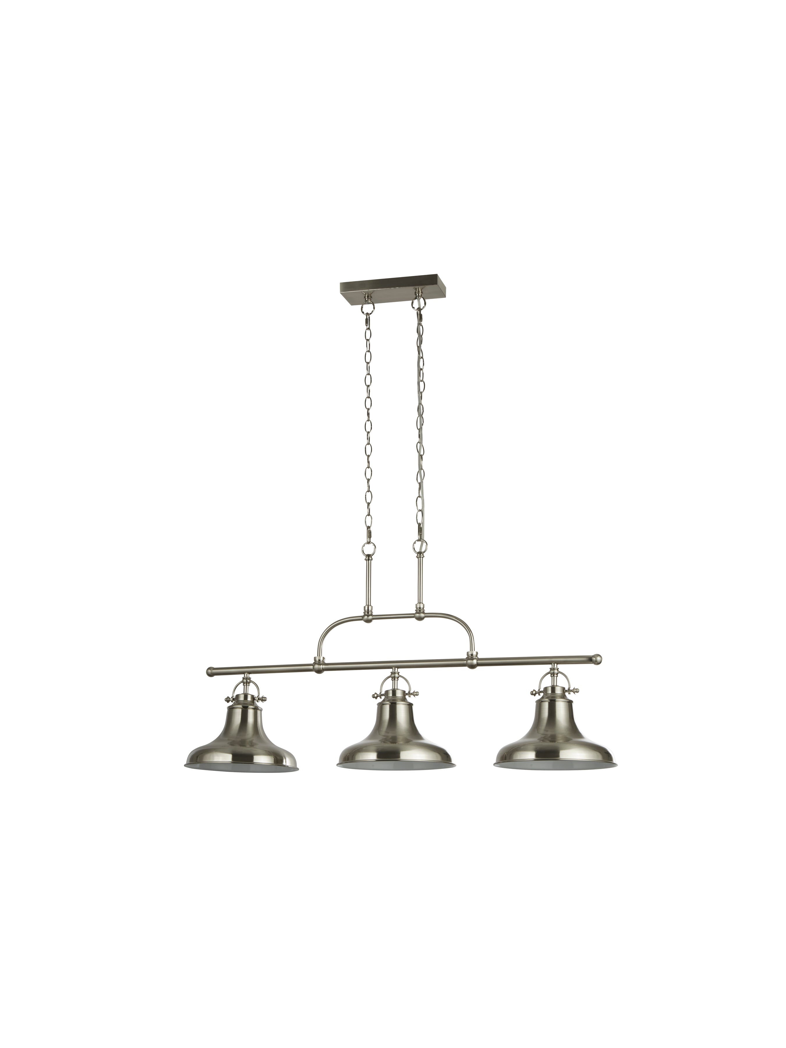 Searchlight Dale 3 Light Industrial Bar Pendant, Satin Silver