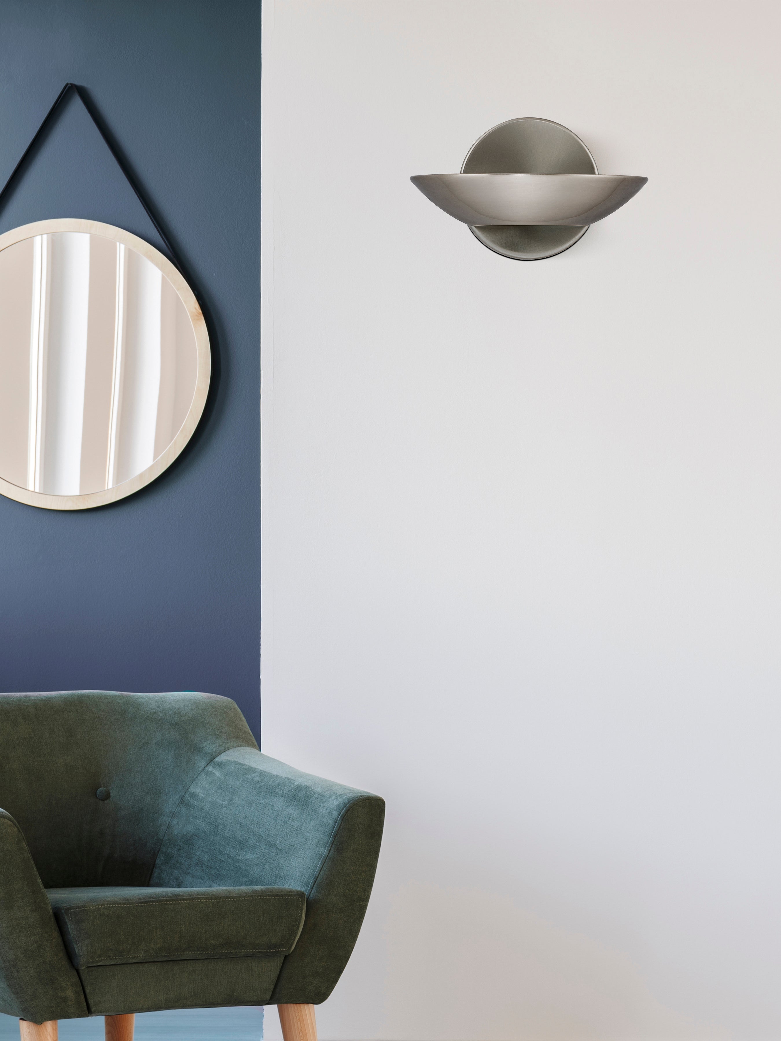 Searchlight Salop Uplight Wall Light - Satin Silver