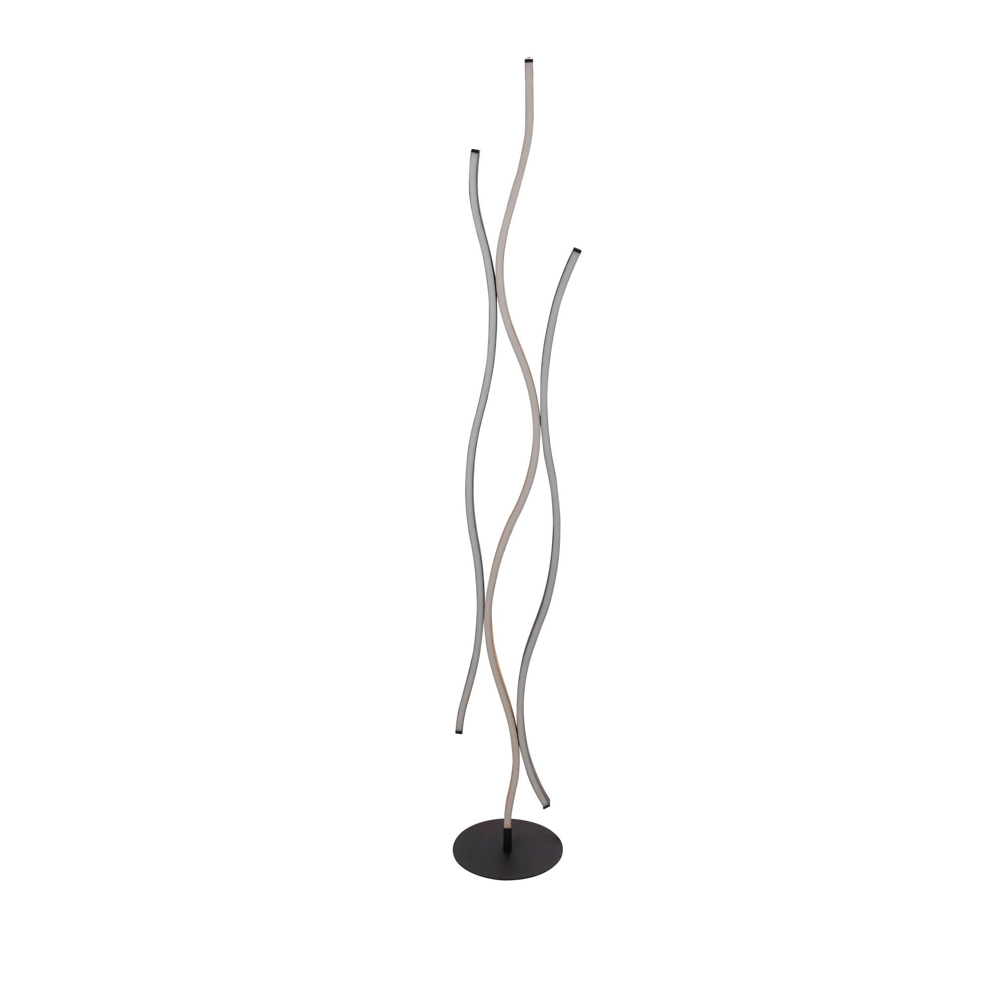 Searchlight Belmont Swirl LED Floor Lamp - Black With Wood Effect
