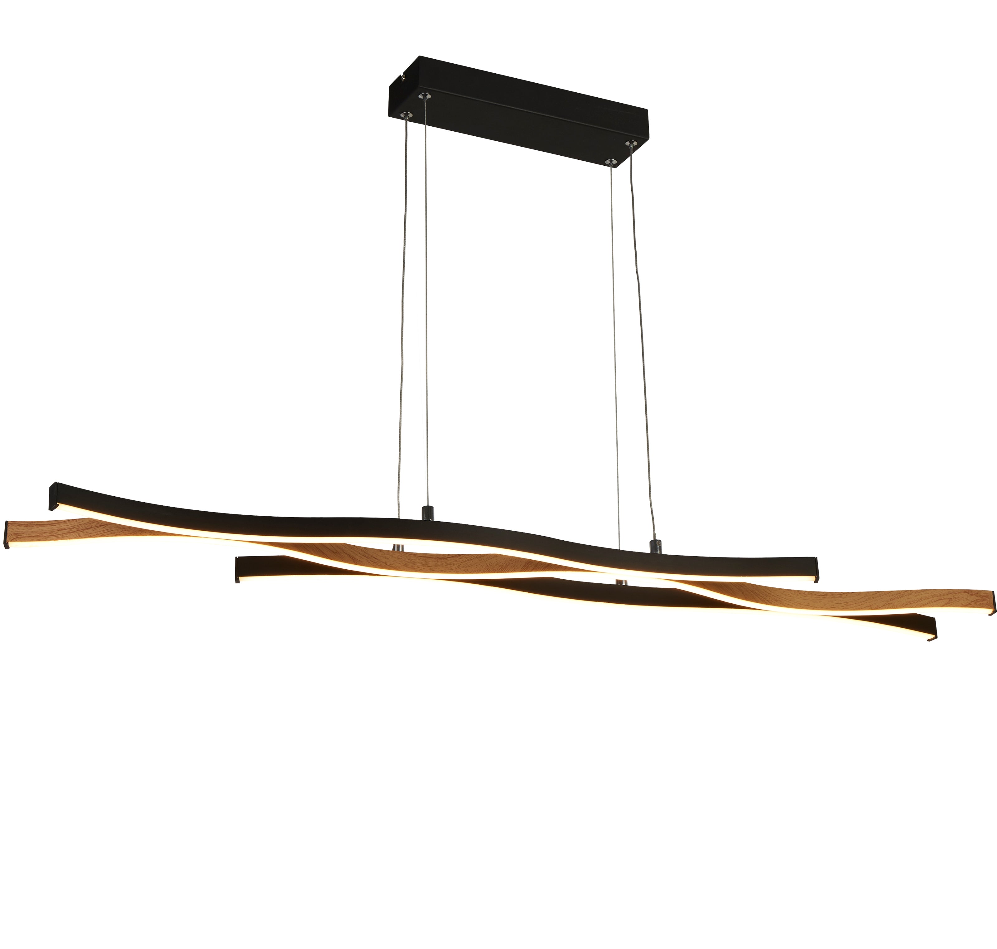 Searchlight Belmont Swirl LED Ceiling Pendant - Black With Wood Effect