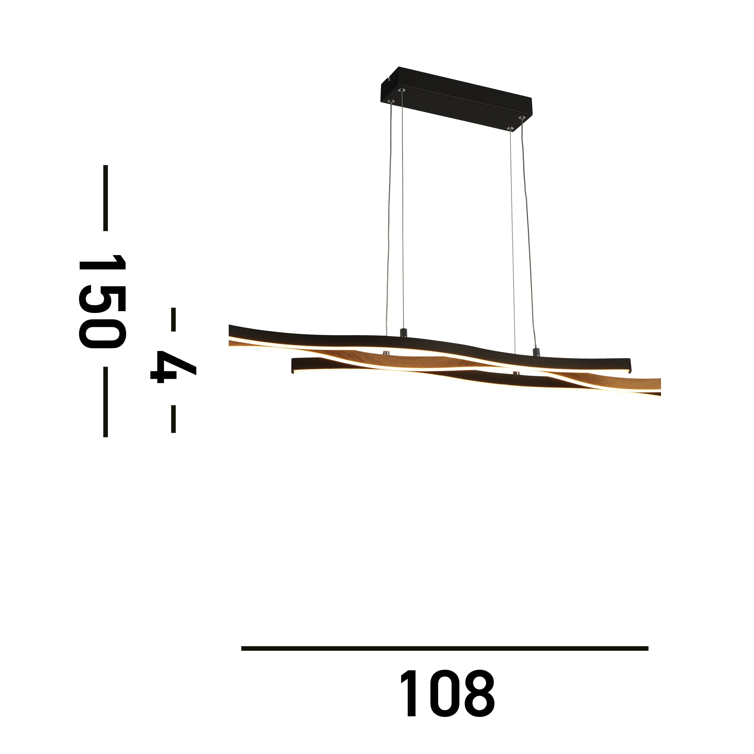 Searchlight Belmont Swirl LED Ceiling Pendant - Black With Wood Effect