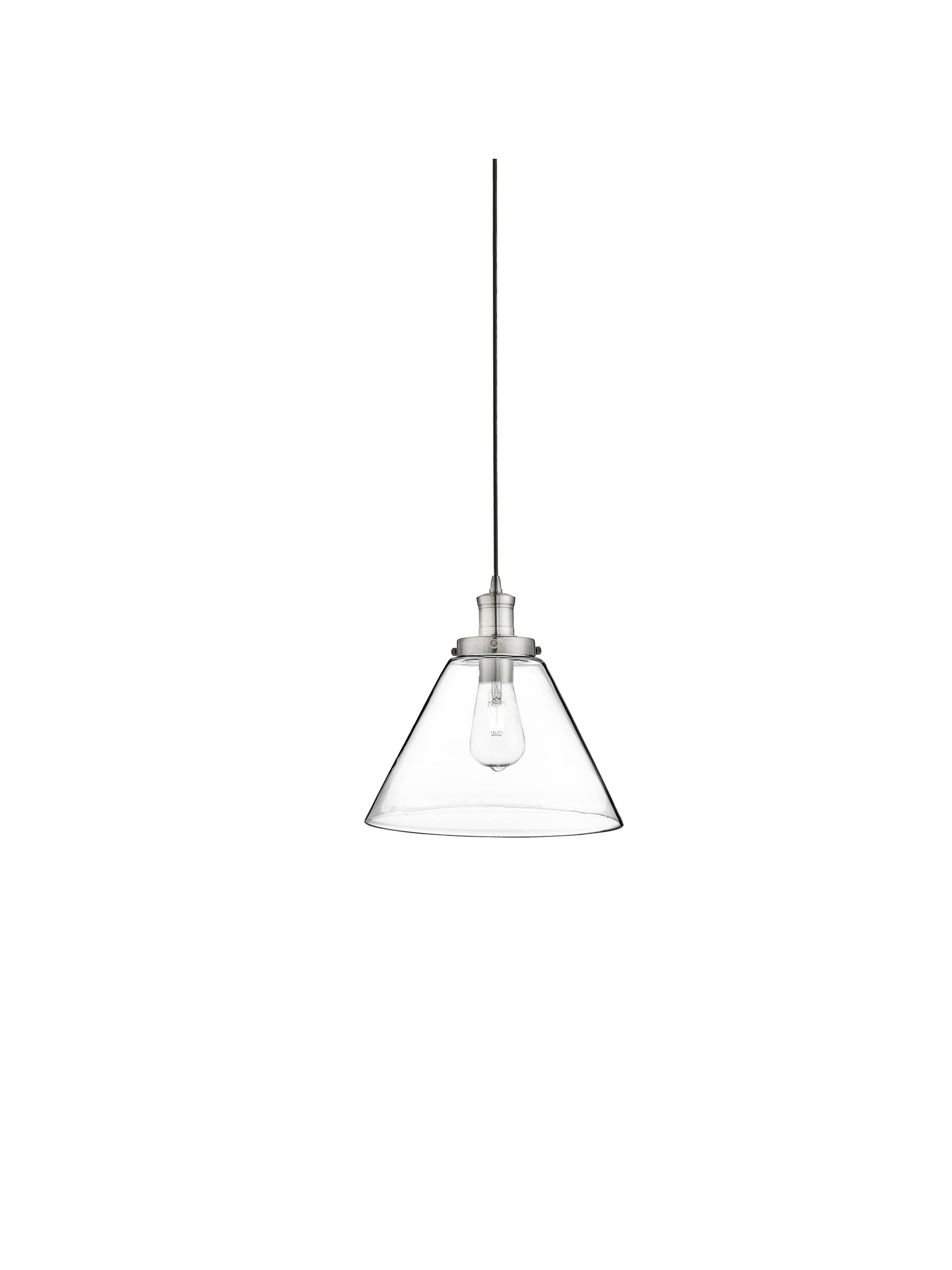 Searchlight Picton Single Pendant, Satin Silver, Clear Picton Glass Shade