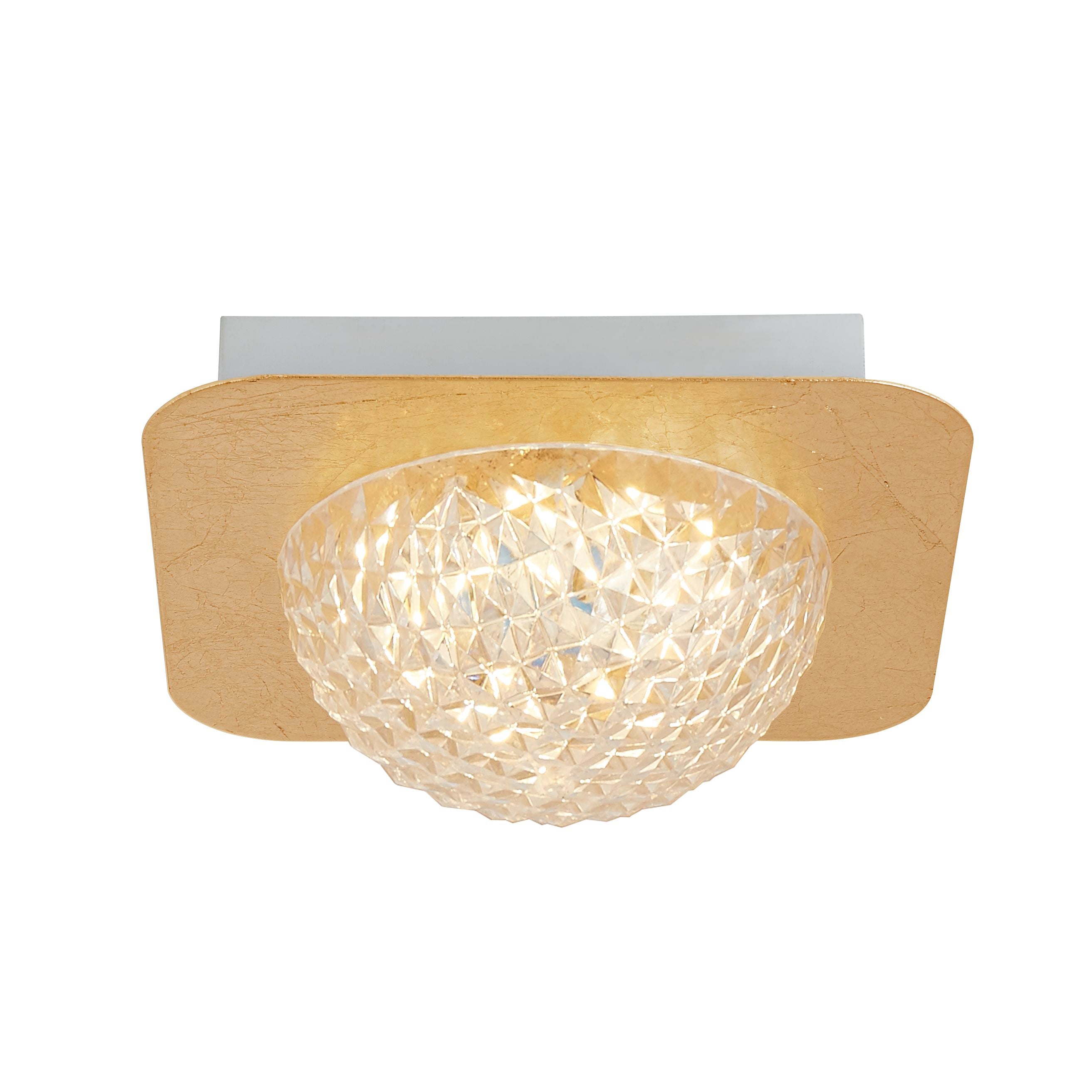 Searchlight Cambria LED Flush - Gold Leaf & Clear Acrylic