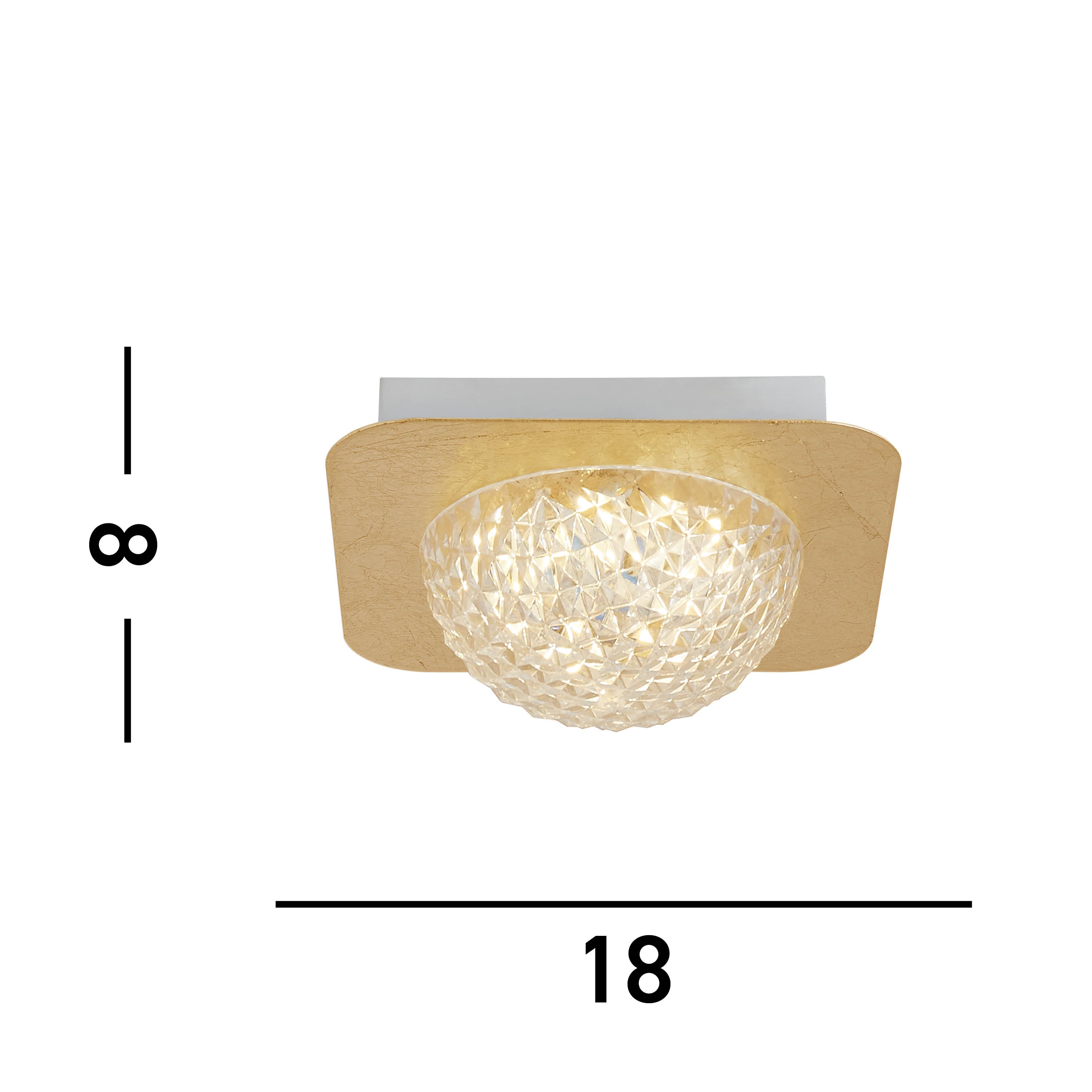 Searchlight Cambria LED Flush - Gold Leaf & Clear Acrylic