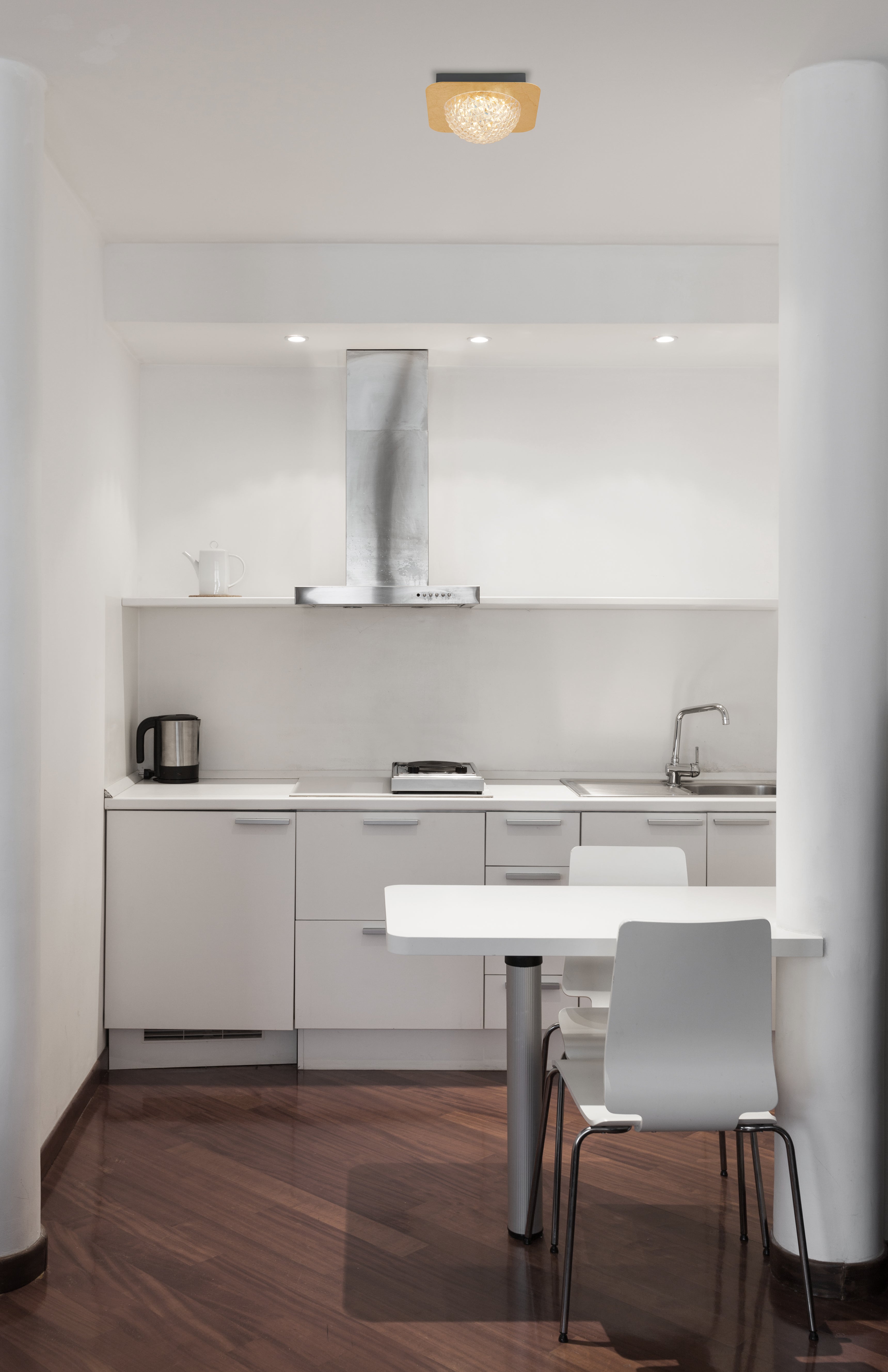 Searchlight Cambria LED Flush - Gold Leaf & Clear Acrylic