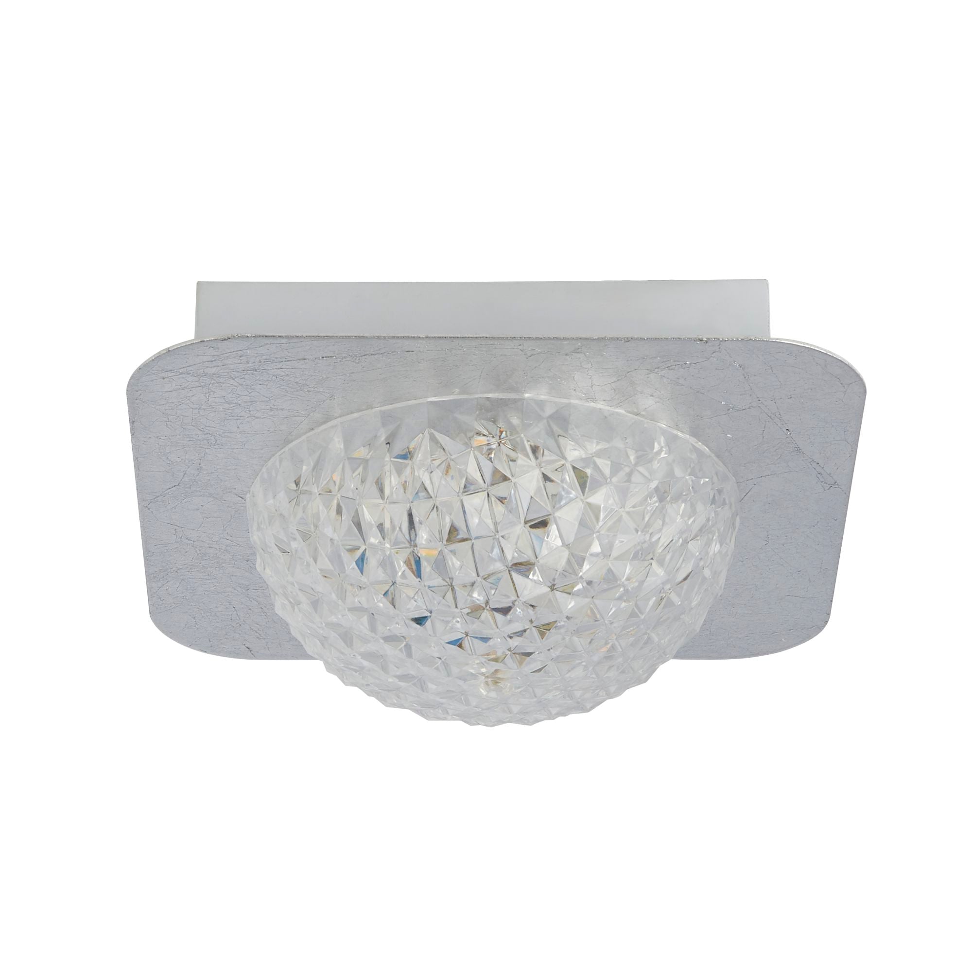 Searchlight Cambria LED Flush - Silver Leaf & Clear Acrylic