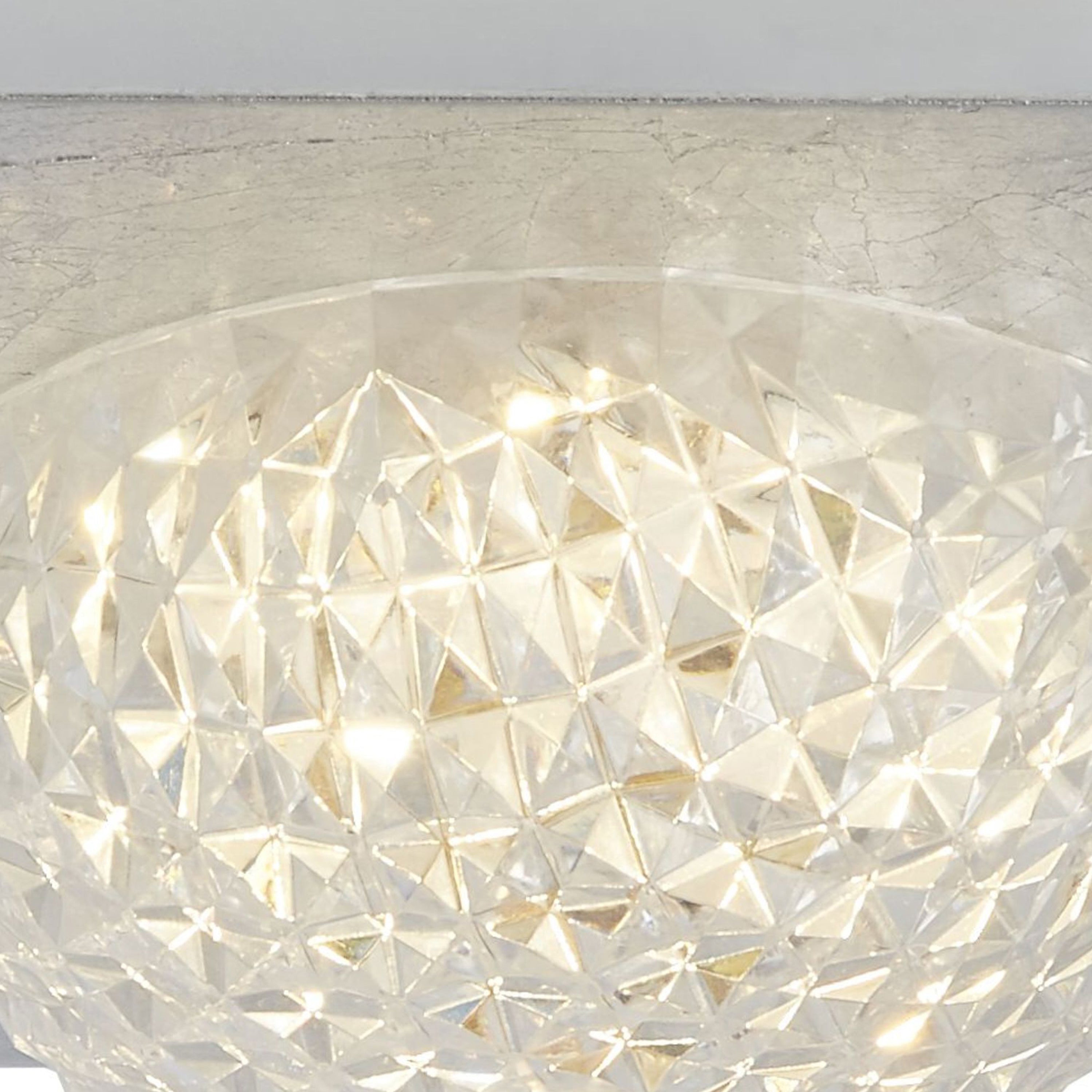 Searchlight Cambria LED Flush - Silver Leaf & Clear Acrylic