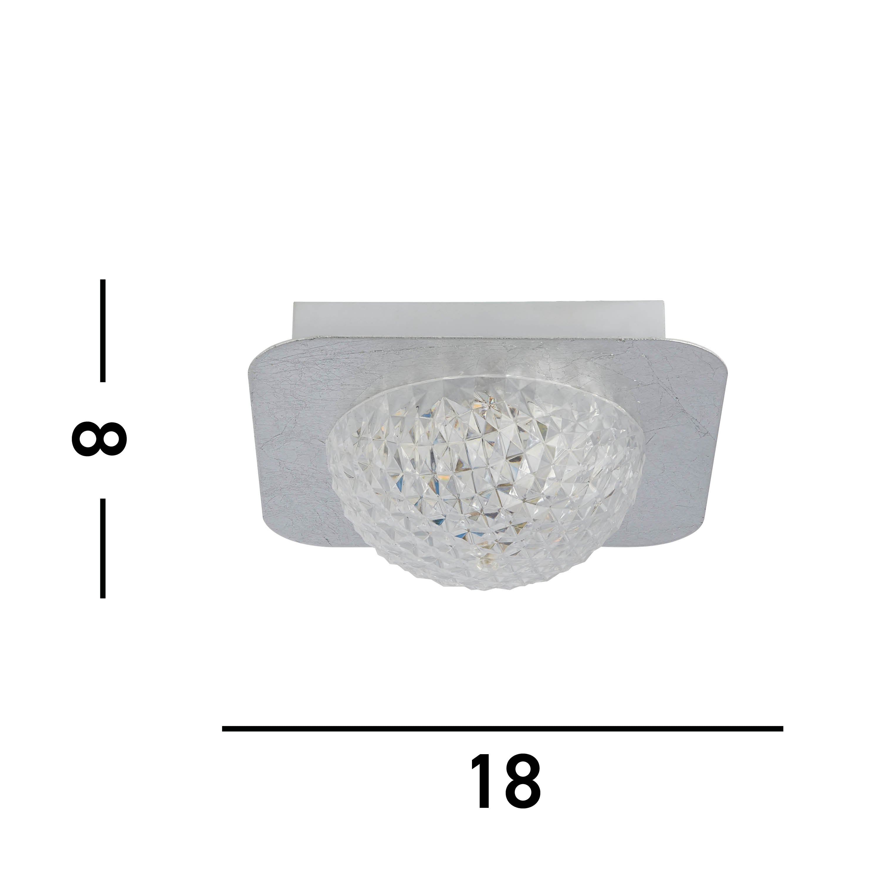 Searchlight Cambria LED Flush - Silver Leaf & Clear Acrylic