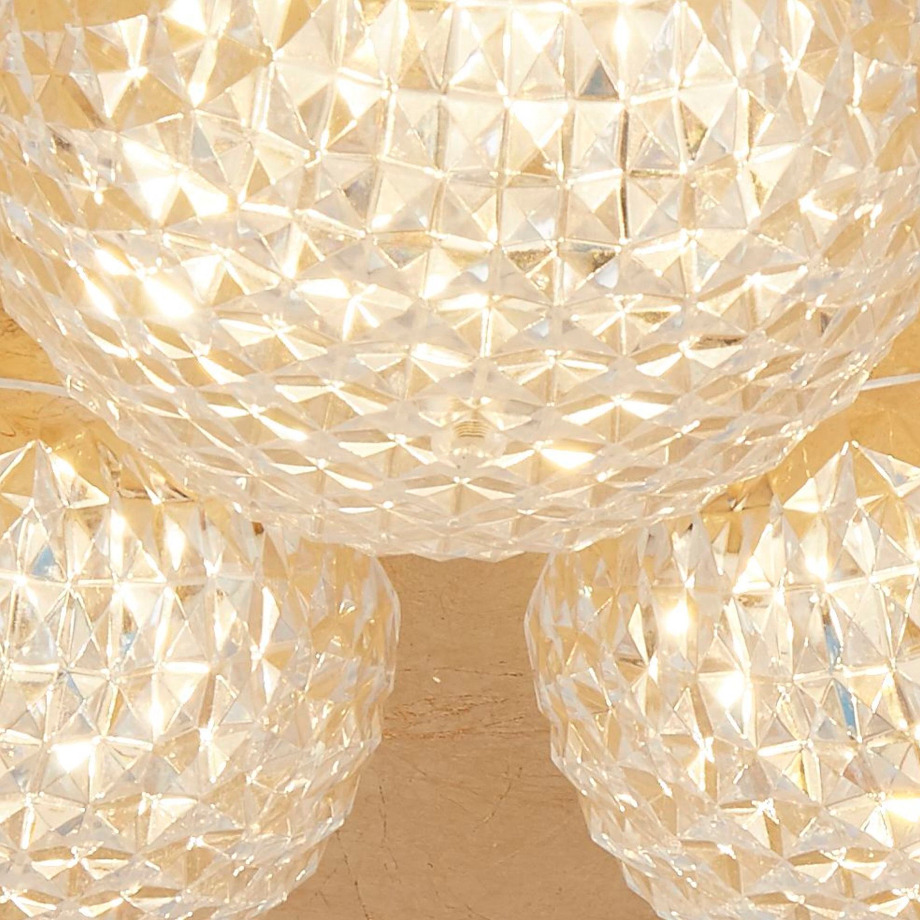 Searchlight Cambria LED 3 Light Flush - Gold Leaf & Clear Acrylic