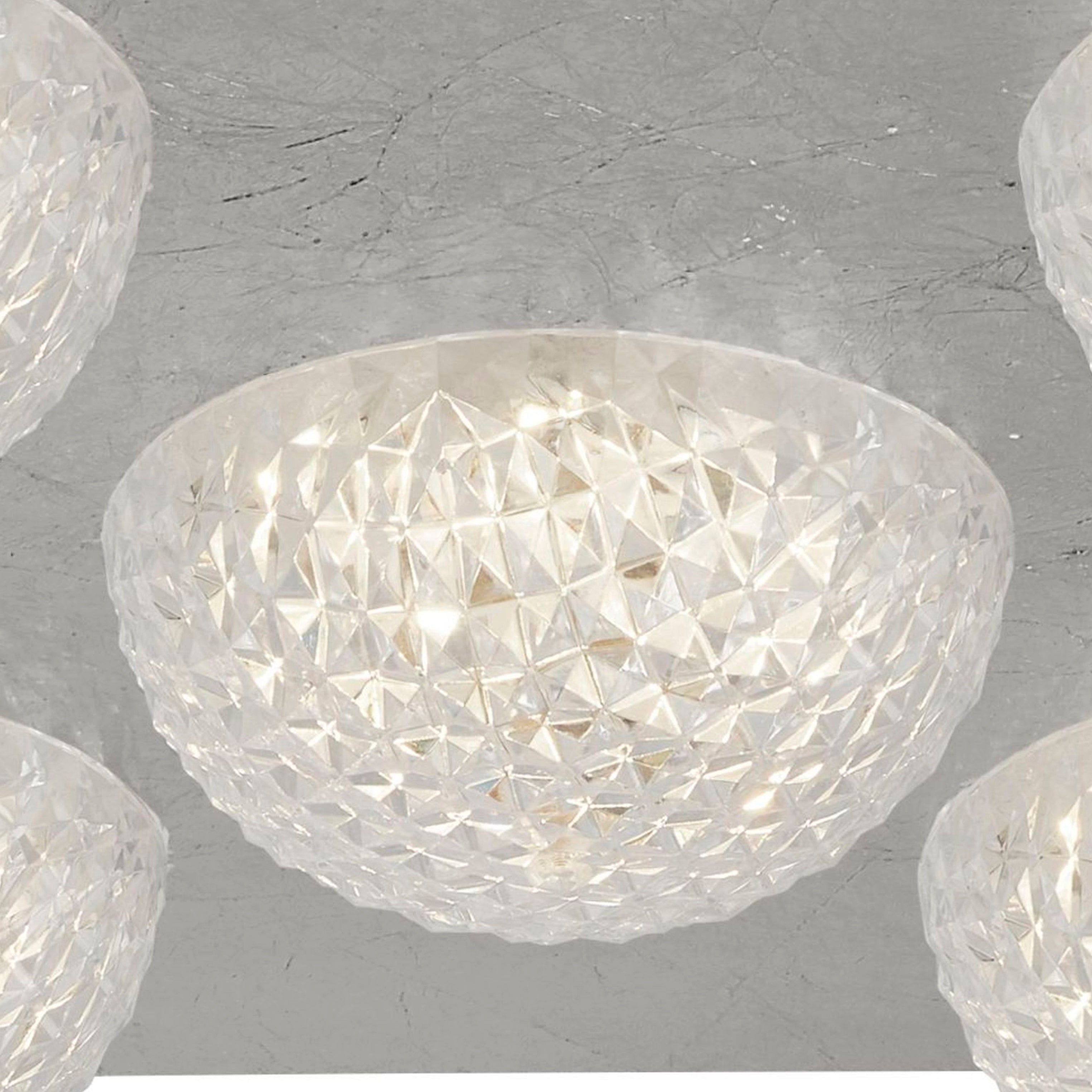 Searchlight Cambria 5 Light LED Flush - Silver Leaf & Clear Acrylic