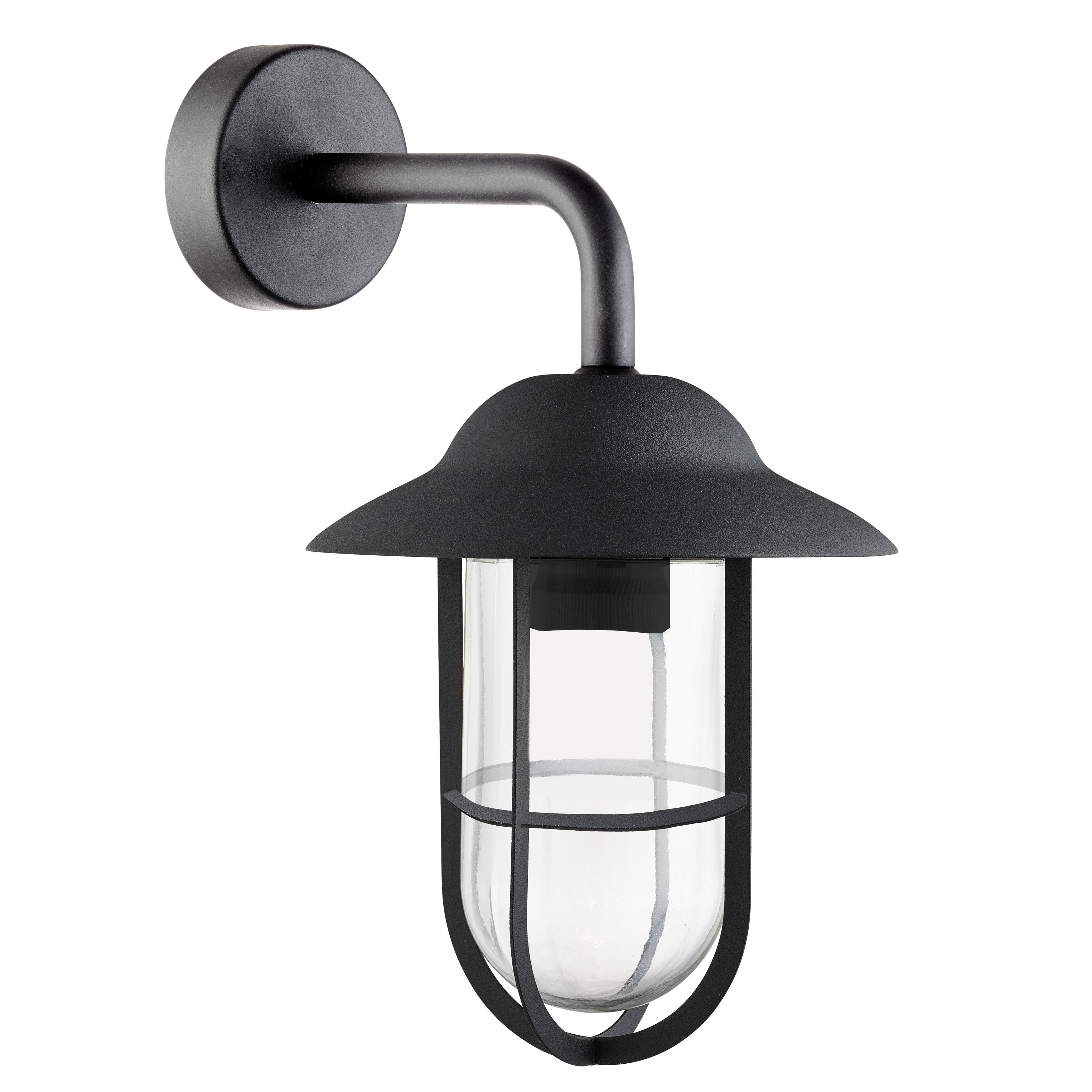 Searchlight Tarlton Outdoor Wall Light - Black & Clear Glass - IP44