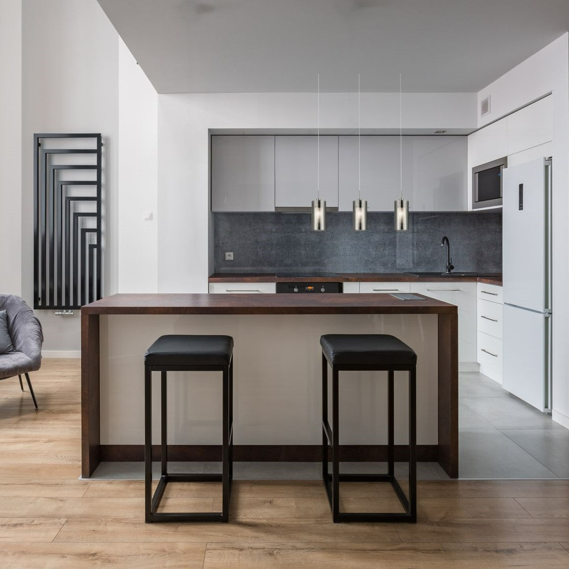 Searchlight Dawson 2 Chrome 3 Light Bar Pendant With Double Glass Cylinder Shades