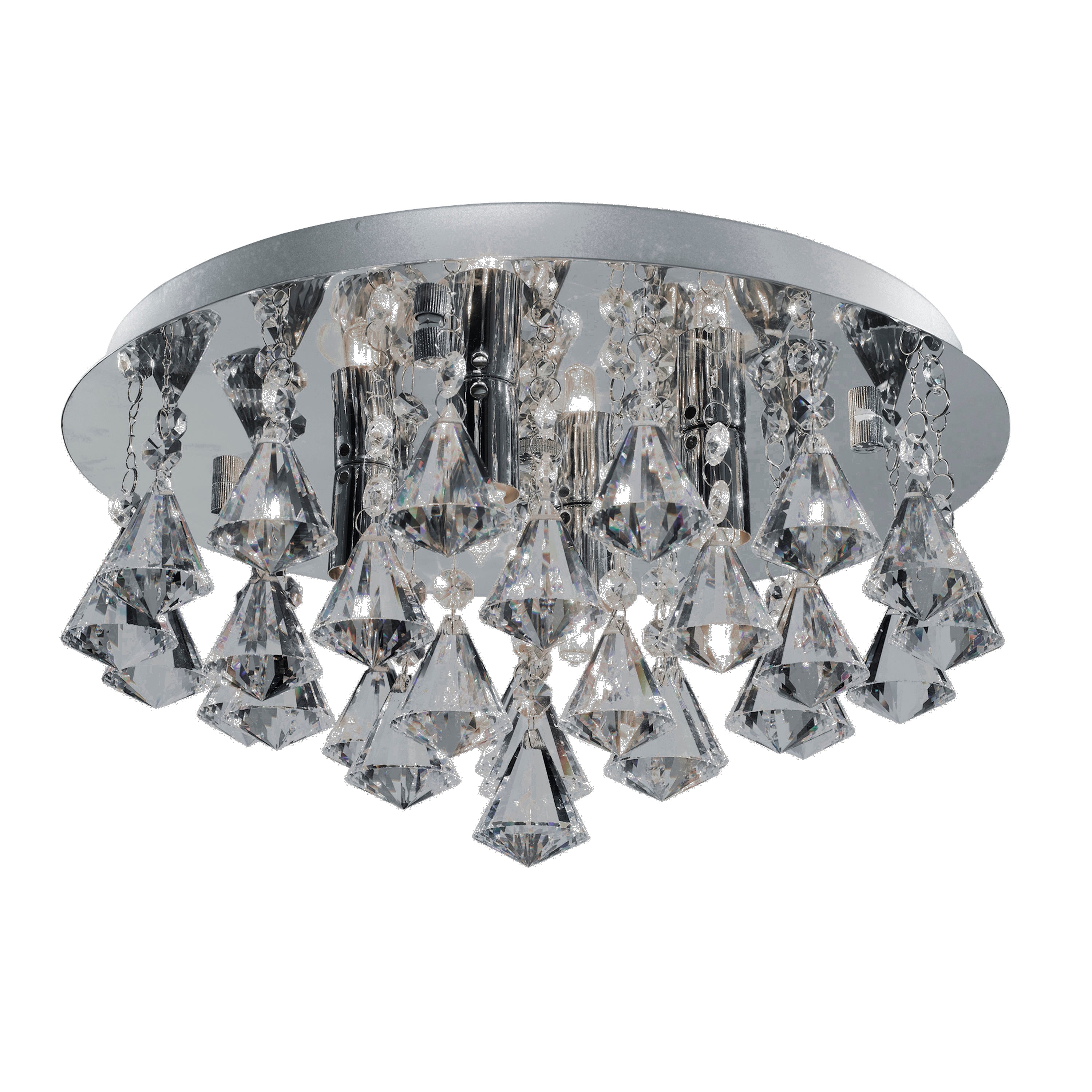 Searchlight Hampstead Chrome 4 Light Semi-Flush Fitting With Diamond Shape Crystals