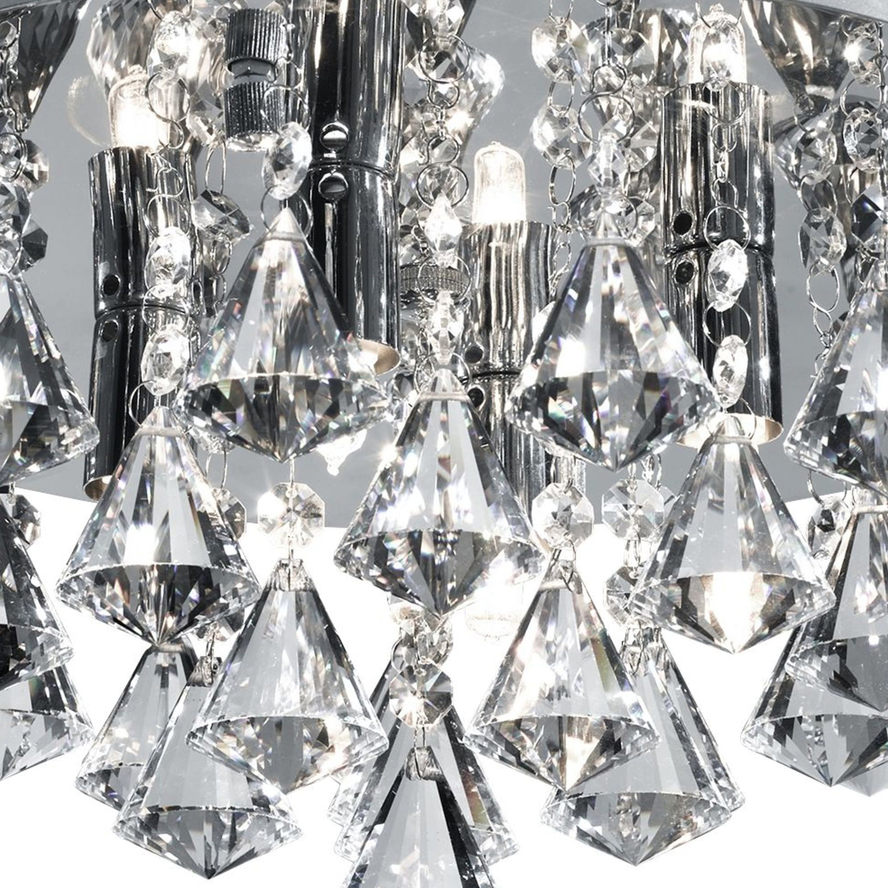 Searchlight Hampstead Chrome 4 Light Semi-Flush Fitting With Diamond Shape Crystals