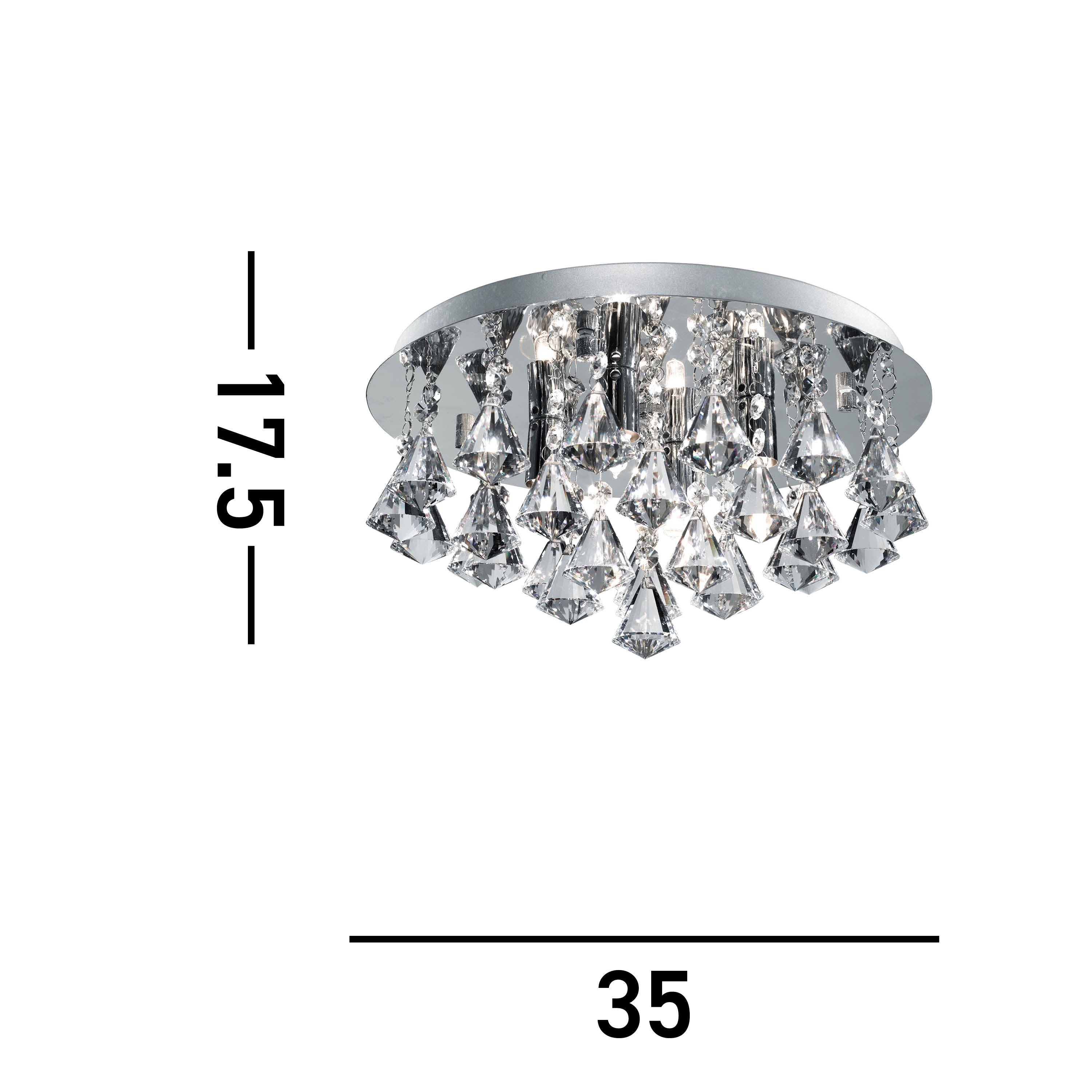 Searchlight Hampstead Chrome 4 Light Semi-Flush Fitting With Diamond Shape Crystals