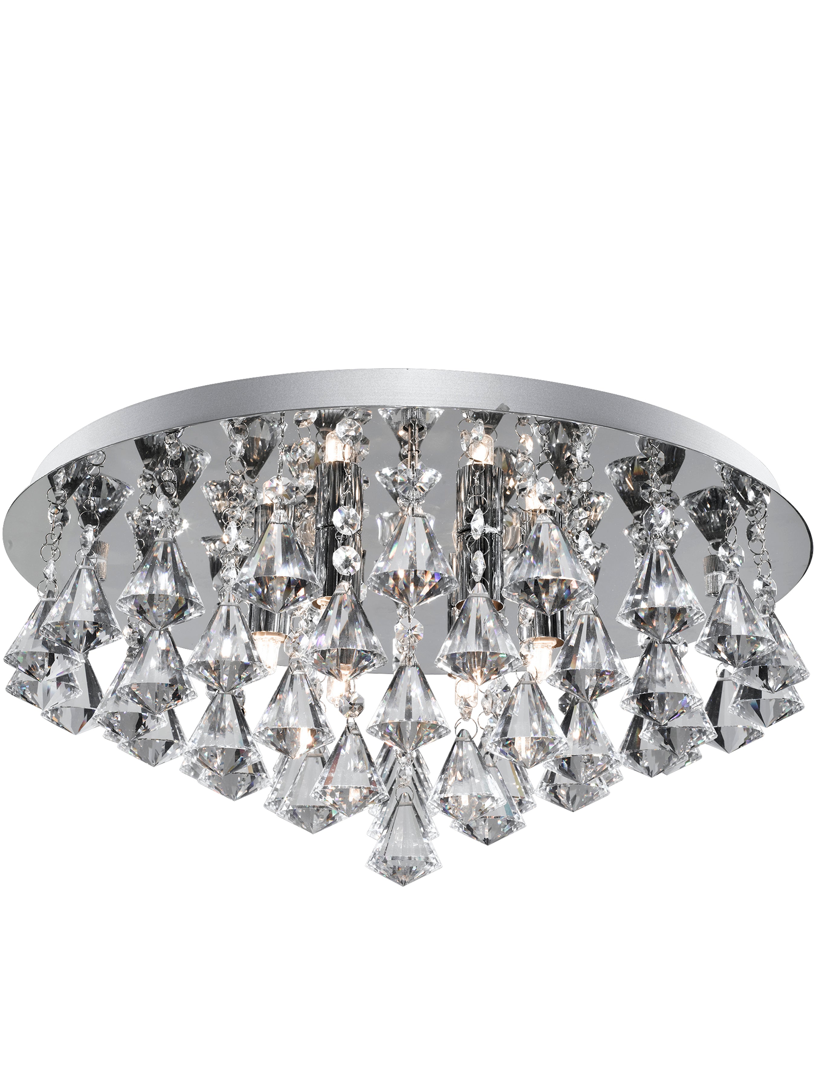 Searchlight Hampstead Chrome 6 Light Semi-Flush Fitting With Diamond Shape Crystals