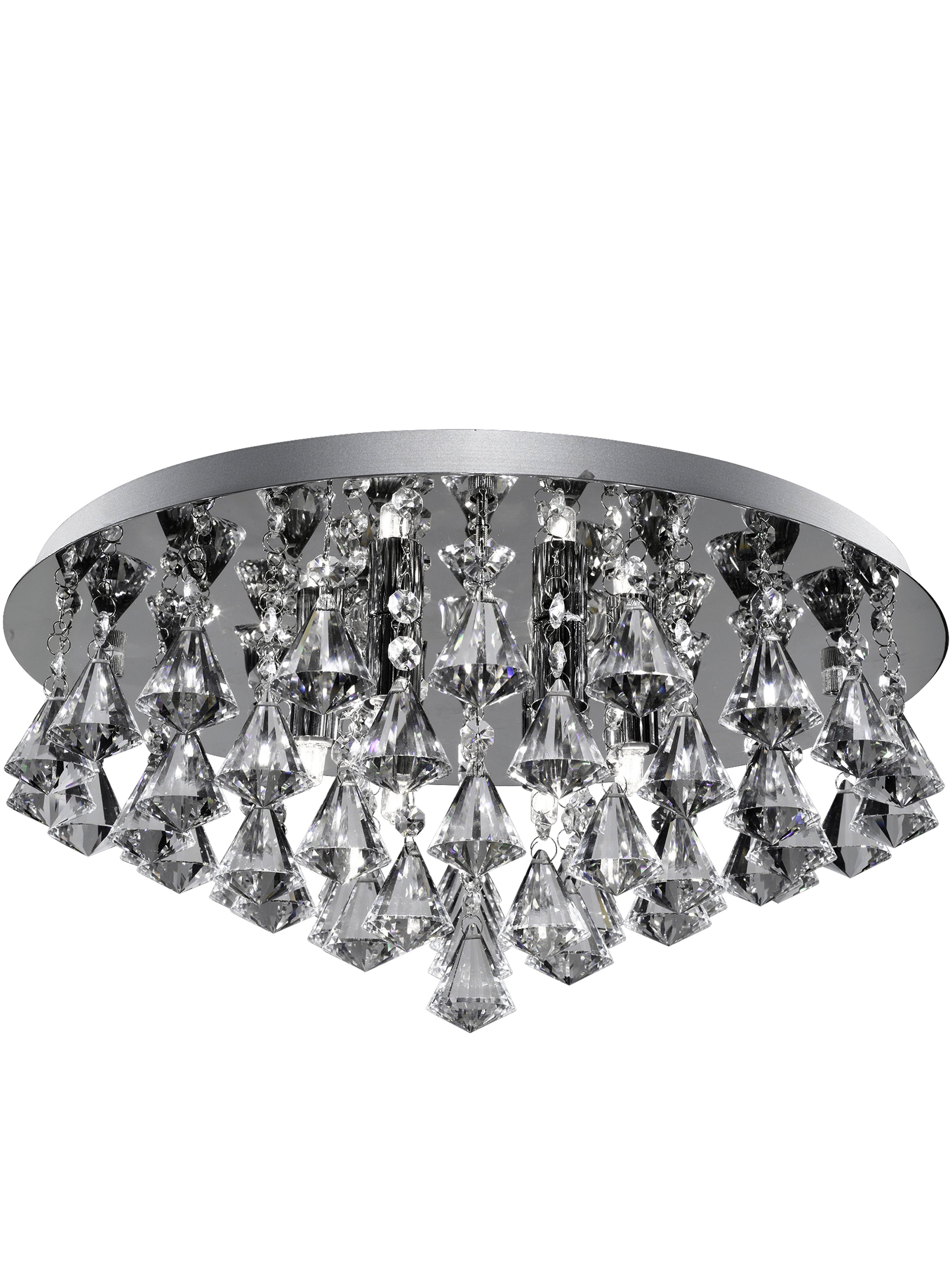 Searchlight Hampstead Chrome 6 Light Semi-Flush Fitting With Diamond Shape Crystals