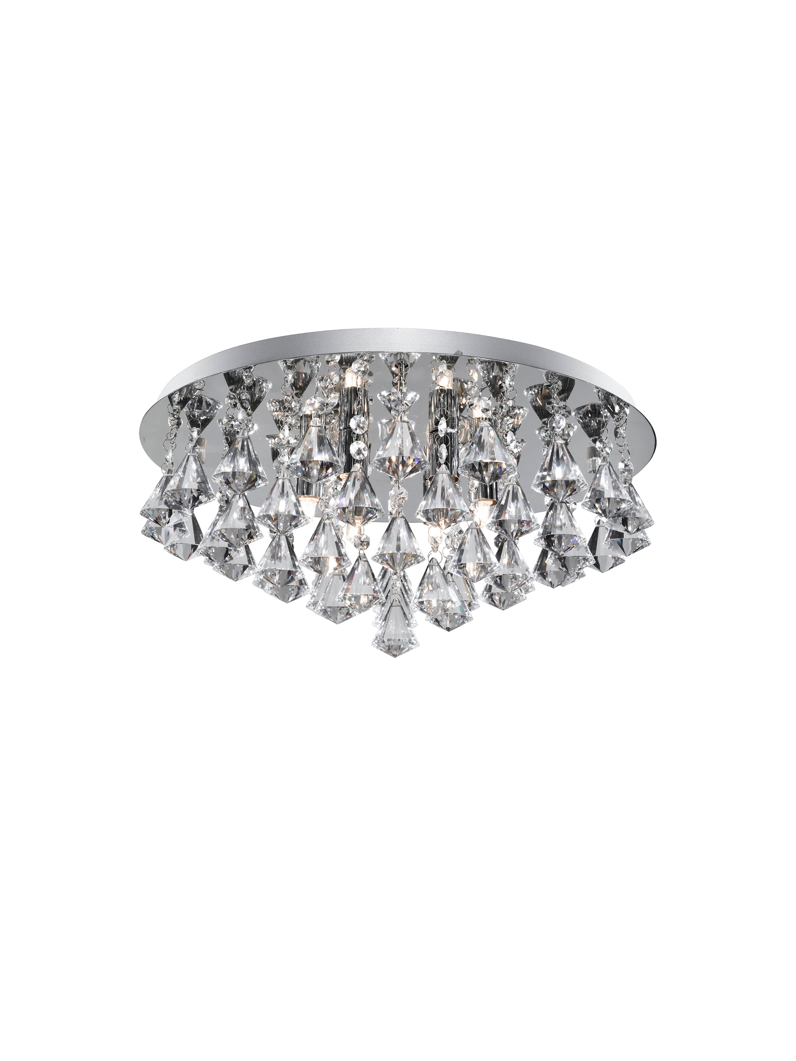 Searchlight Hampstead Chrome 8 Light Semi-Flush Fitting With Diamond Shape Crystals