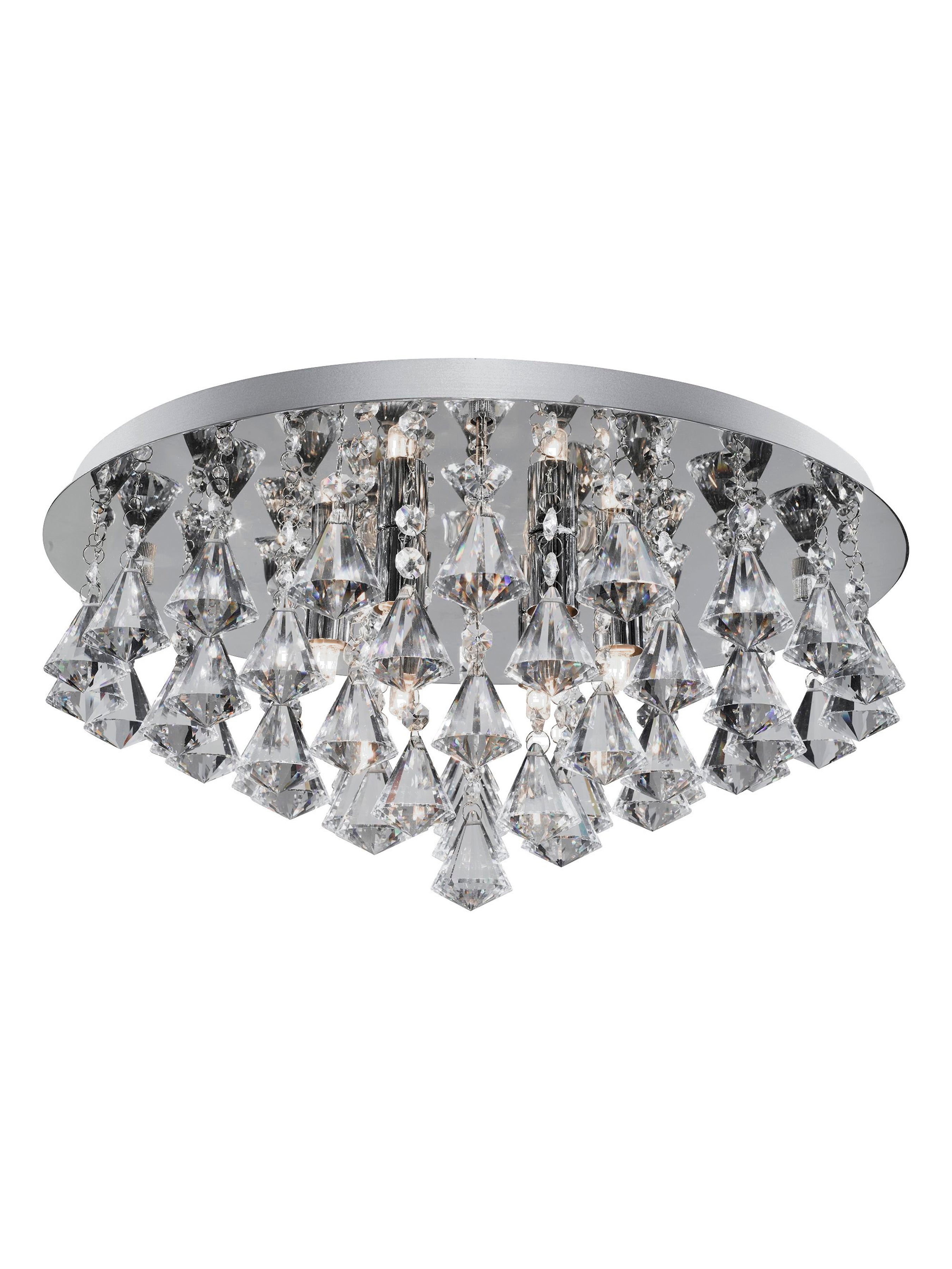 Searchlight Hampstead Chrome 8 Light Semi-Flush Fitting With Diamond Shape Crystals