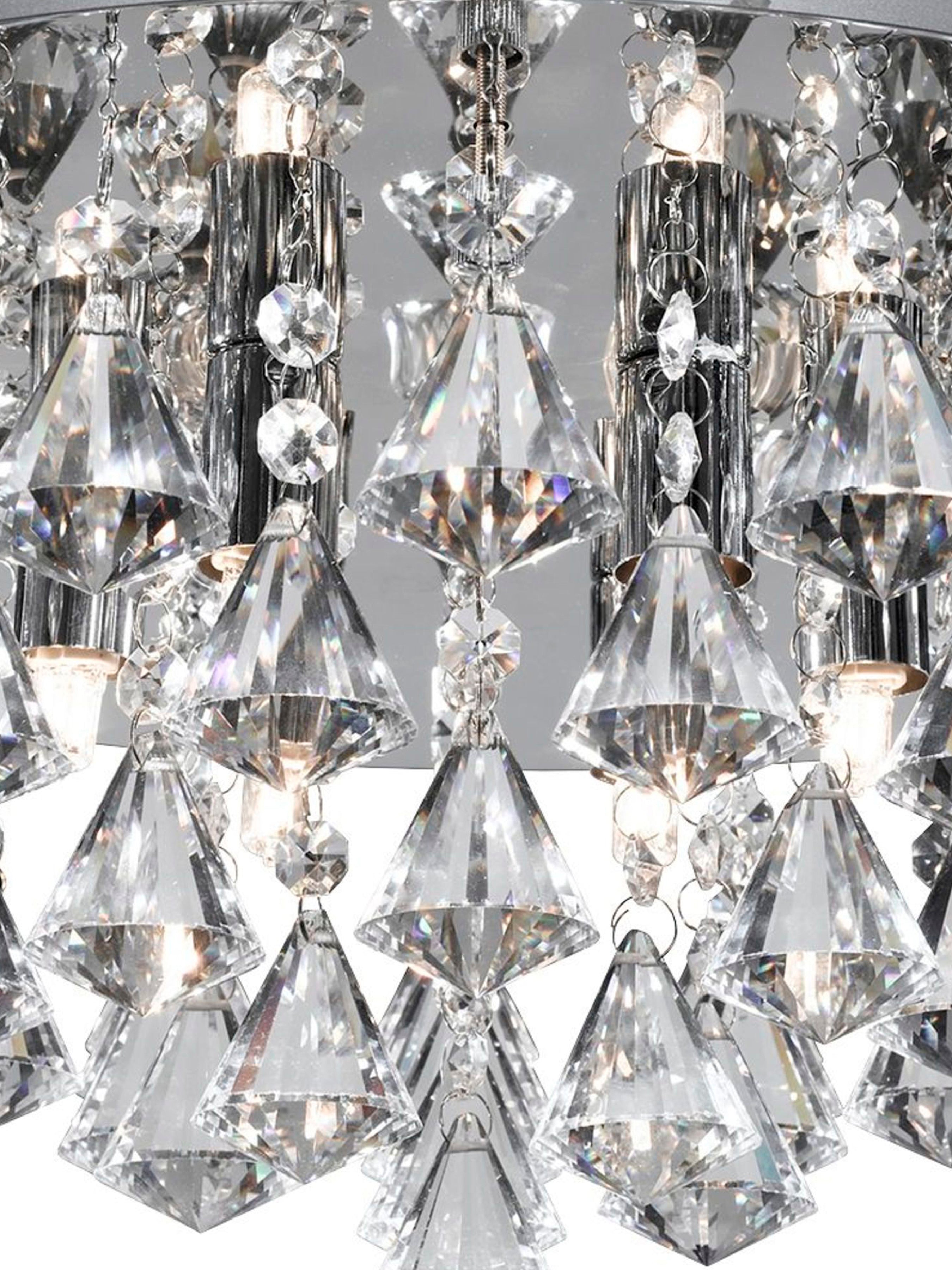 Searchlight Hampstead Chrome 8 Light Semi-Flush Fitting With Diamond Shape Crystals