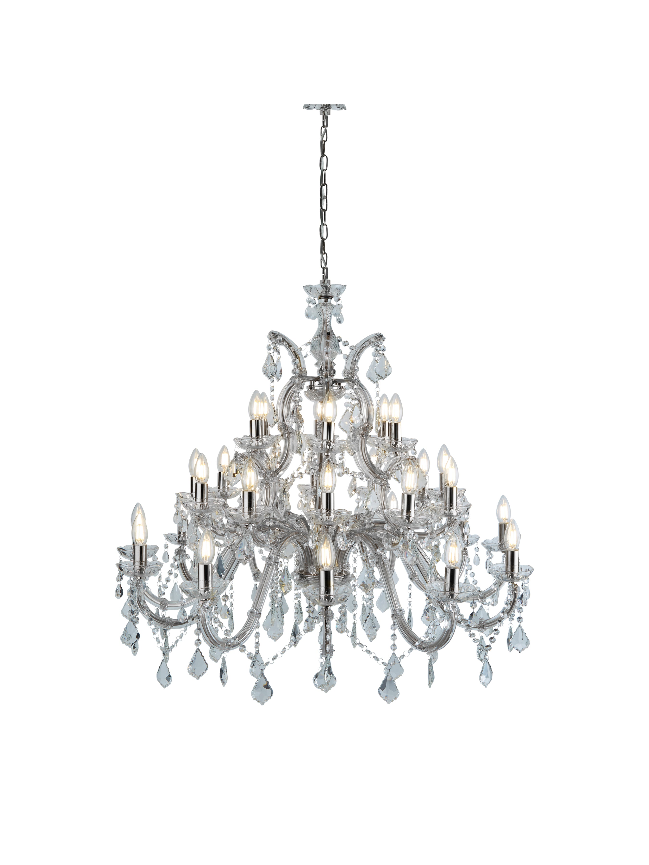Searchlight Maple 30 Light Chandelier - Chrome & Clear Crystal