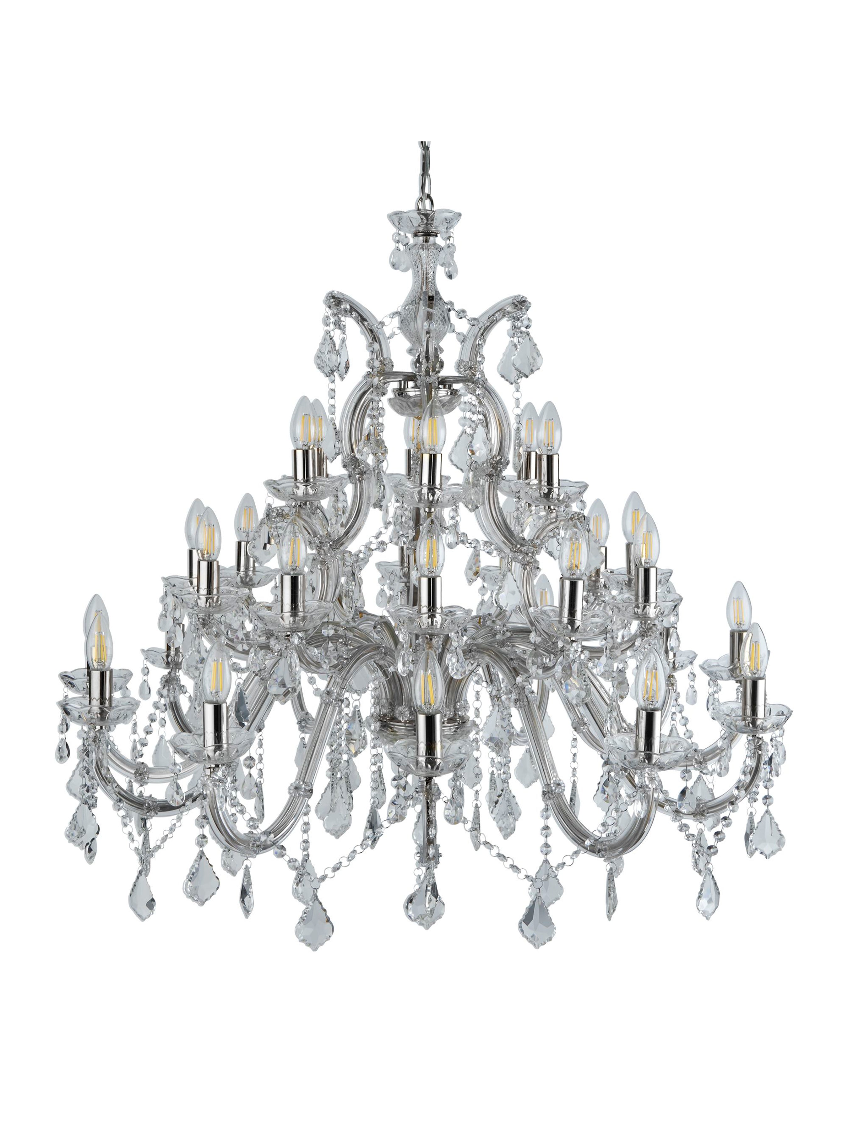 Searchlight Maple 30 Light Chandelier - Chrome & Clear Crystal