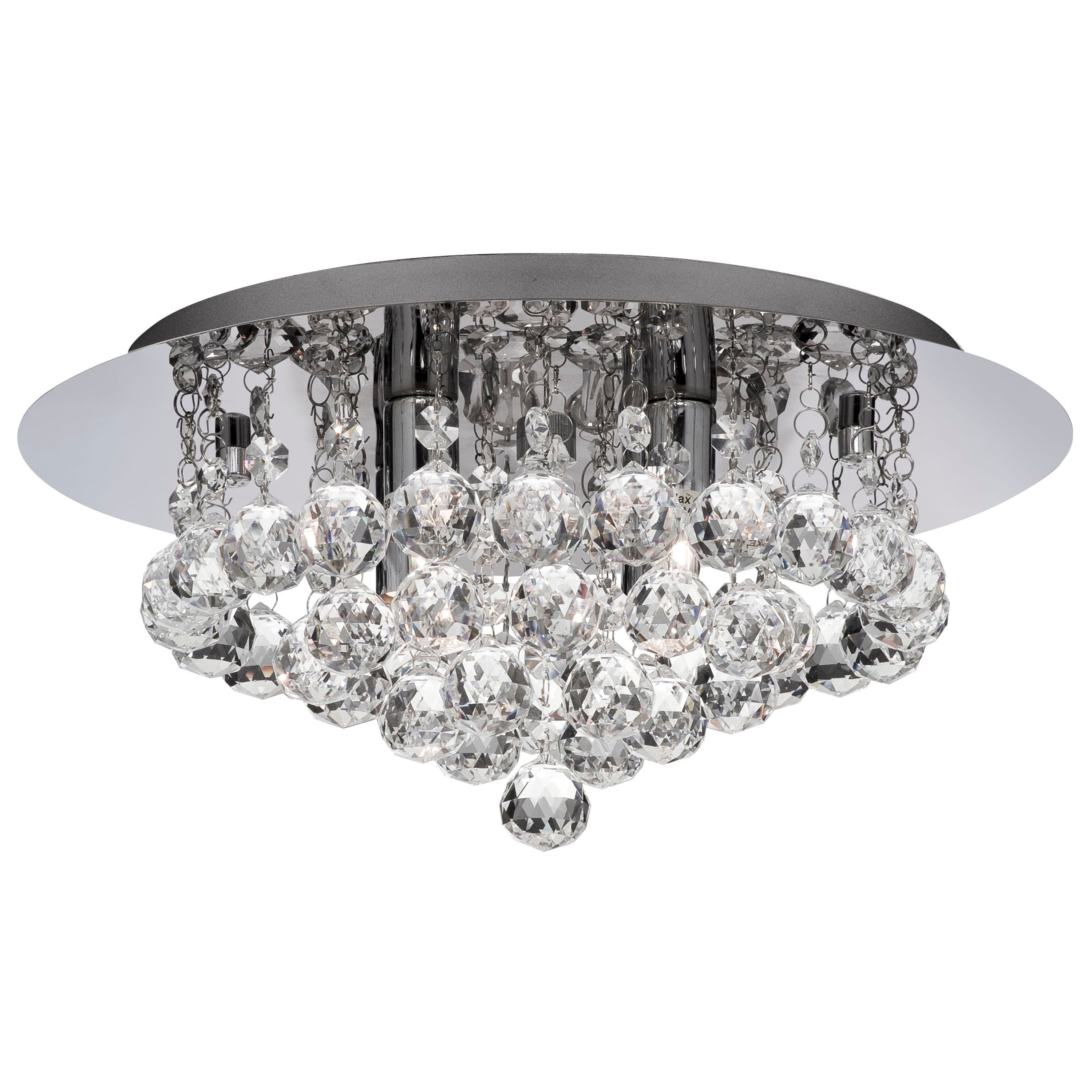 Searchlight Hampstead Chrome 4 Light Semi-Flush Fitting With Clear Crystal Balls Fitting