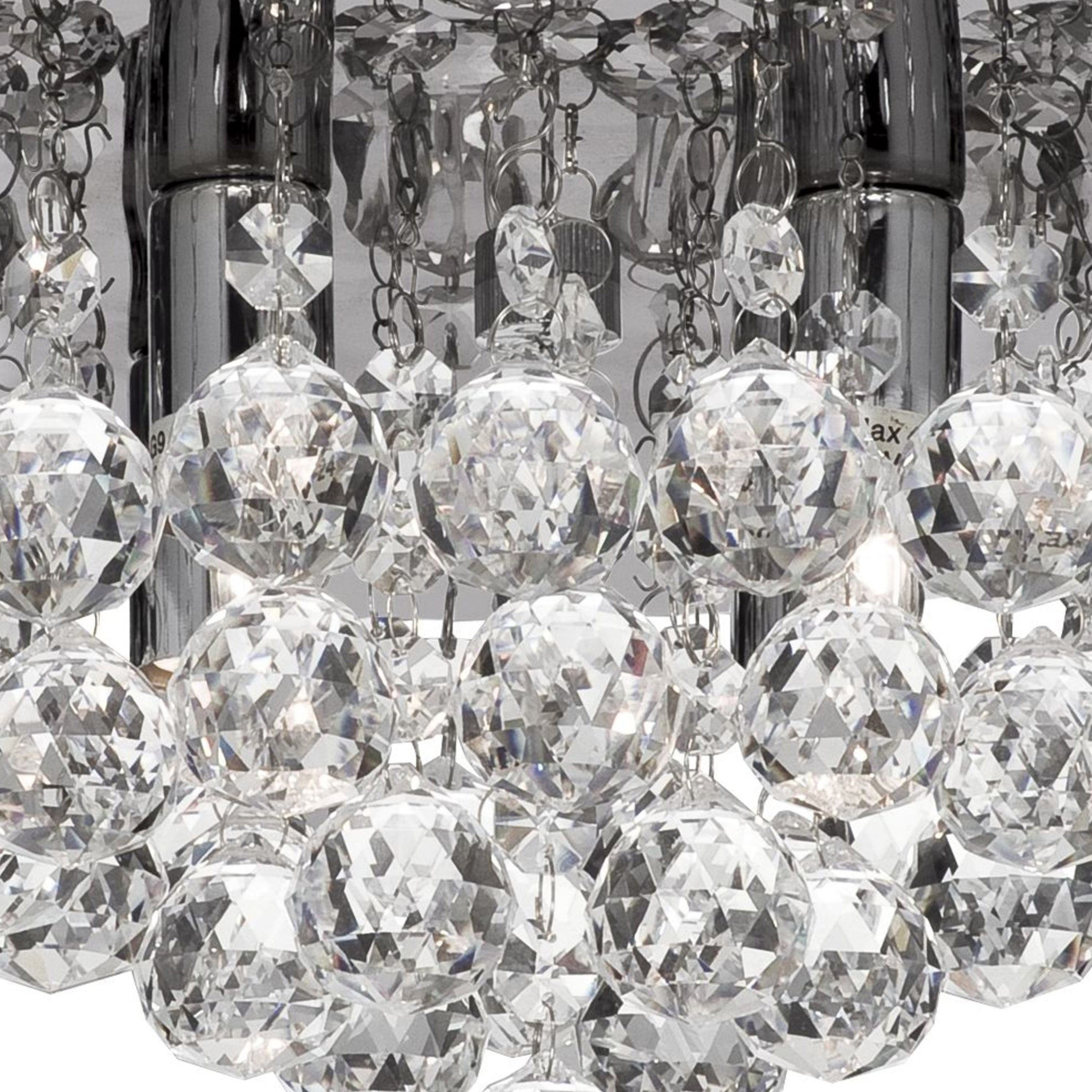 Searchlight Hampstead Chrome 4 Light Semi-Flush Fitting With Clear Crystal Balls Fitting