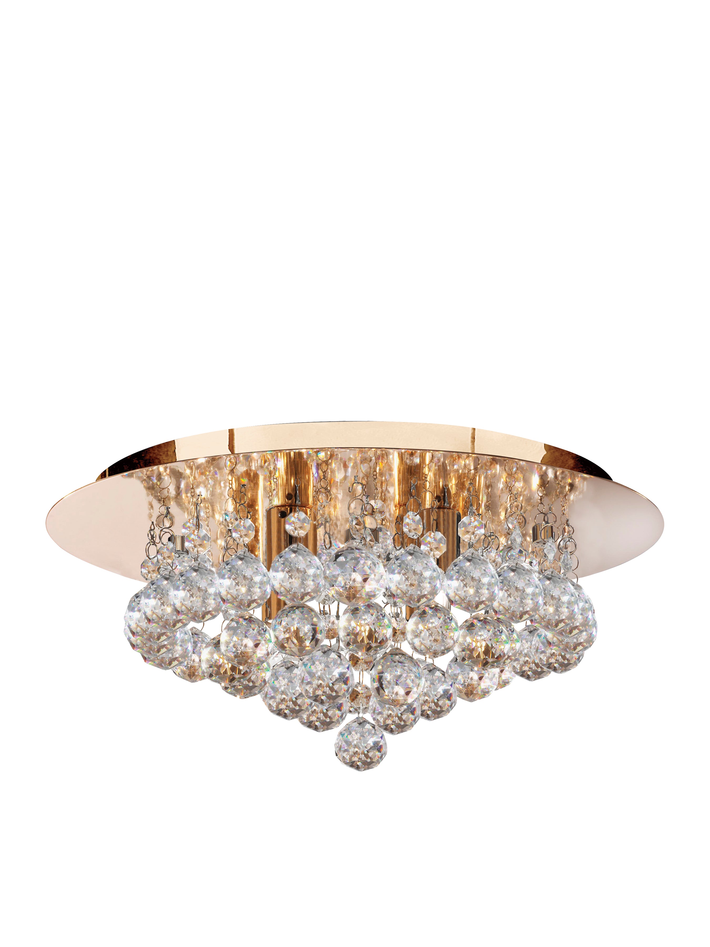 Searchlight Hampstead Gold 4 Light Semi-Flush Fitting With Clear Crystal Balls Fitting