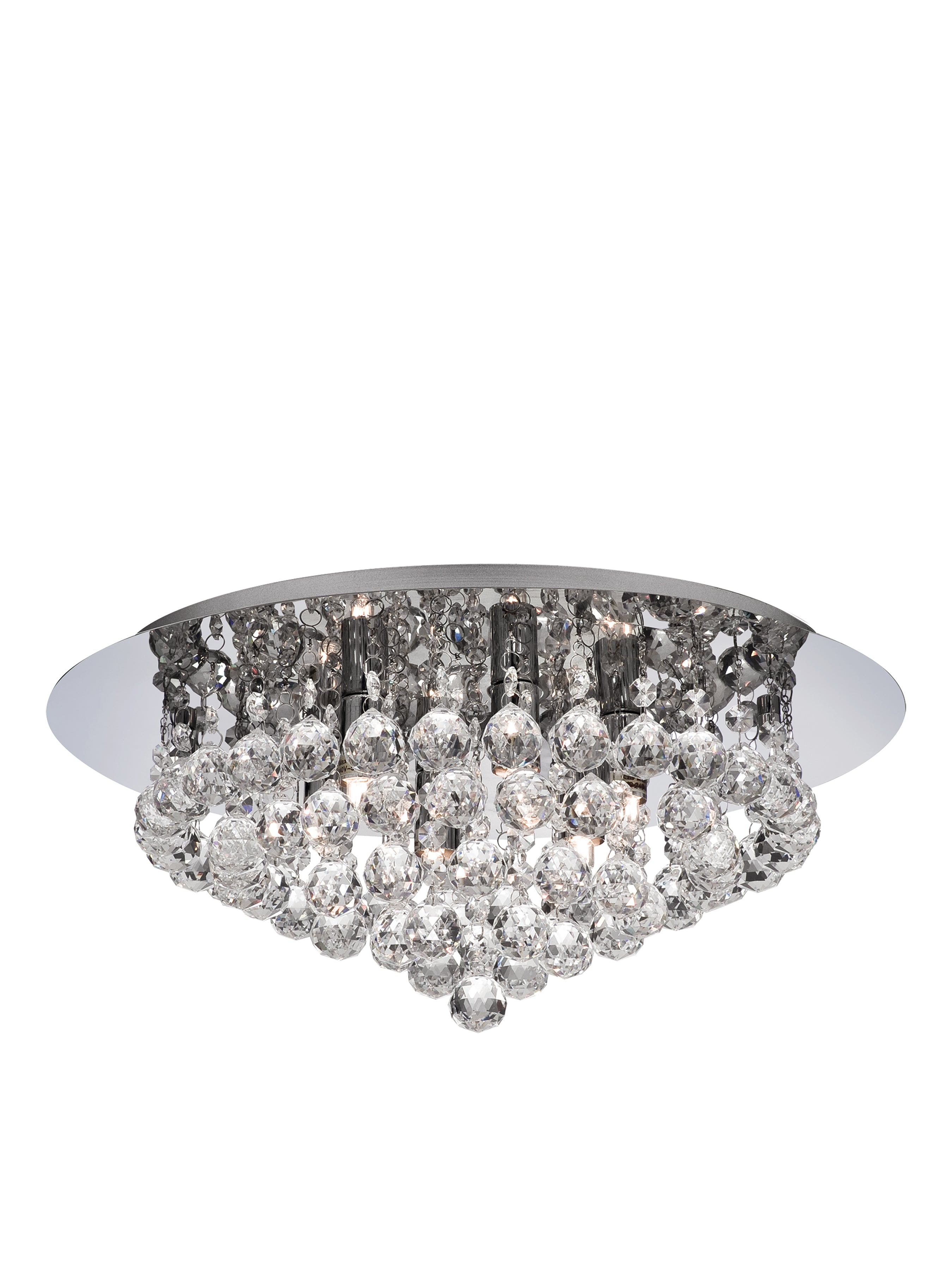 Searchlight Hampstead Chrome 6 Light Semi-Flush Fitting With Clear Crystal Balls Fitting