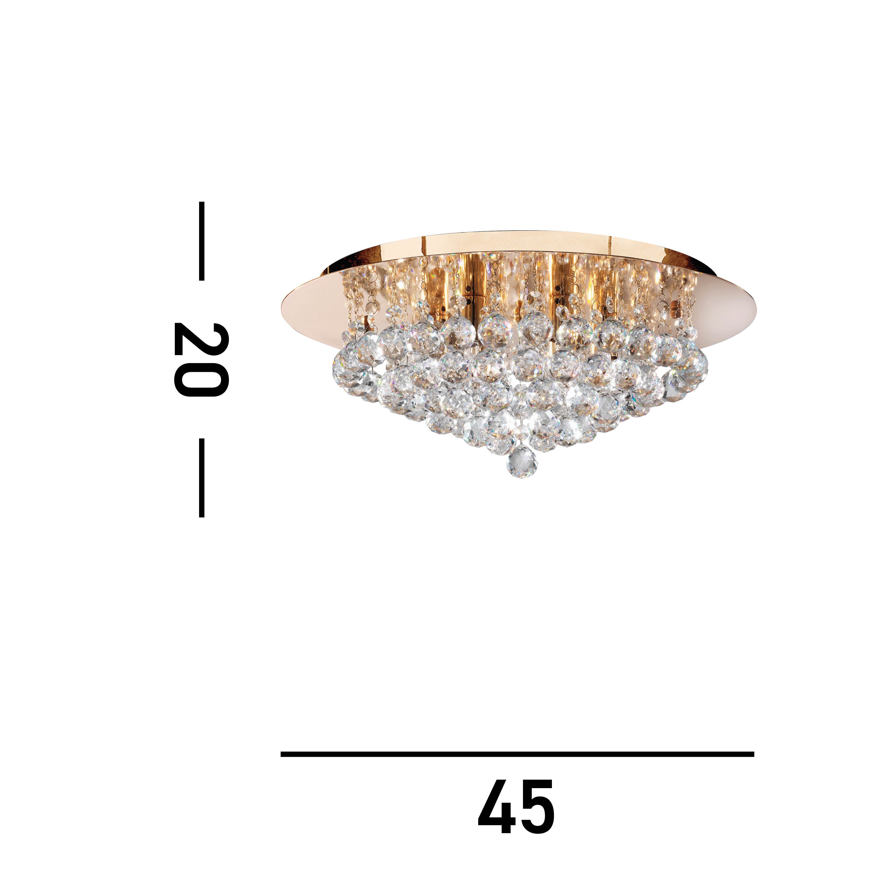 Searchlight Hampstead Gold 6 Light Semi-Flush Fitting With Clear Crystal Balls Fitting
