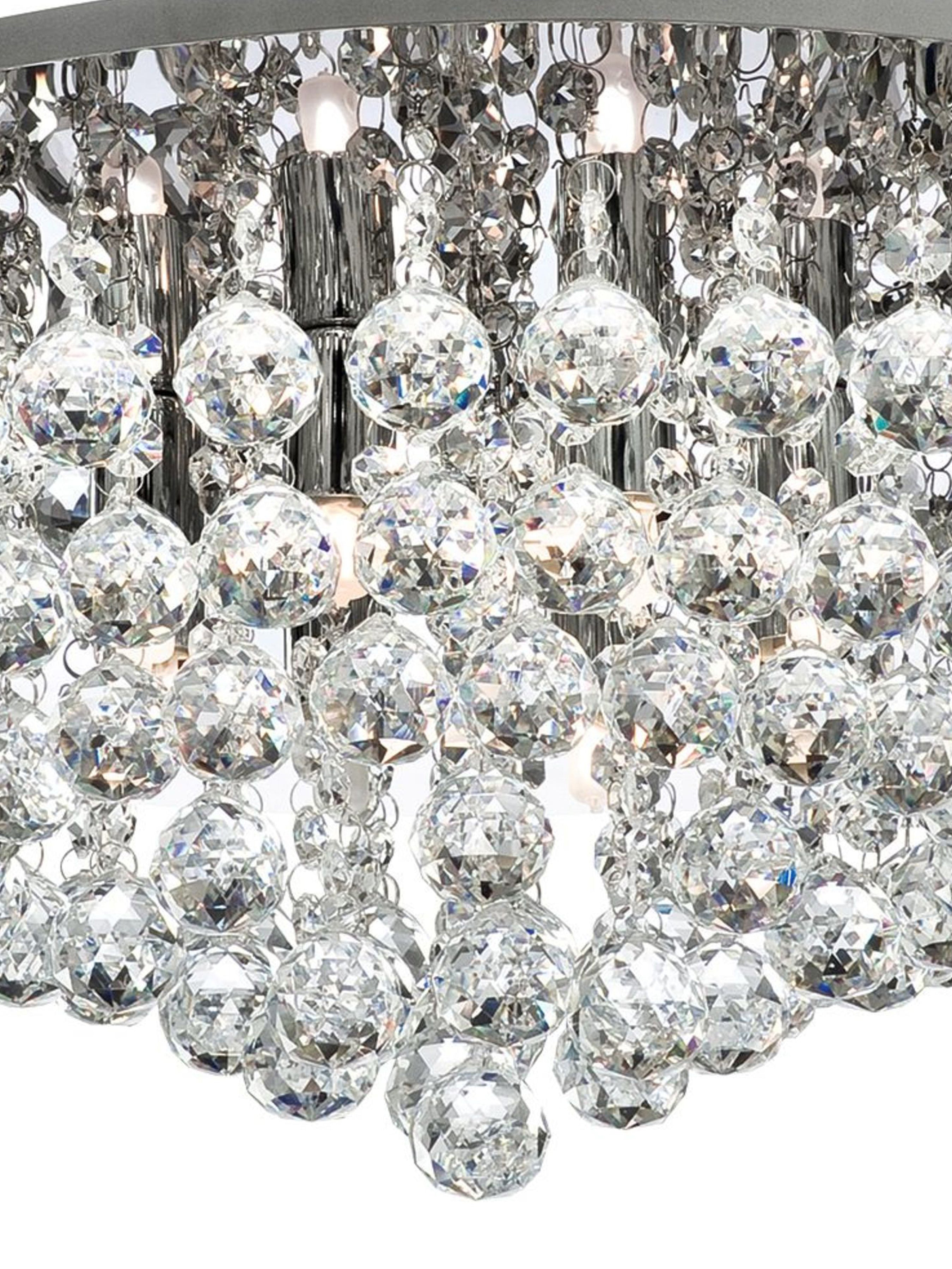 Searchlight Hampstead Chrome 8 Light Semi-Flush Fitting With Clear Crystal Balls Fitting