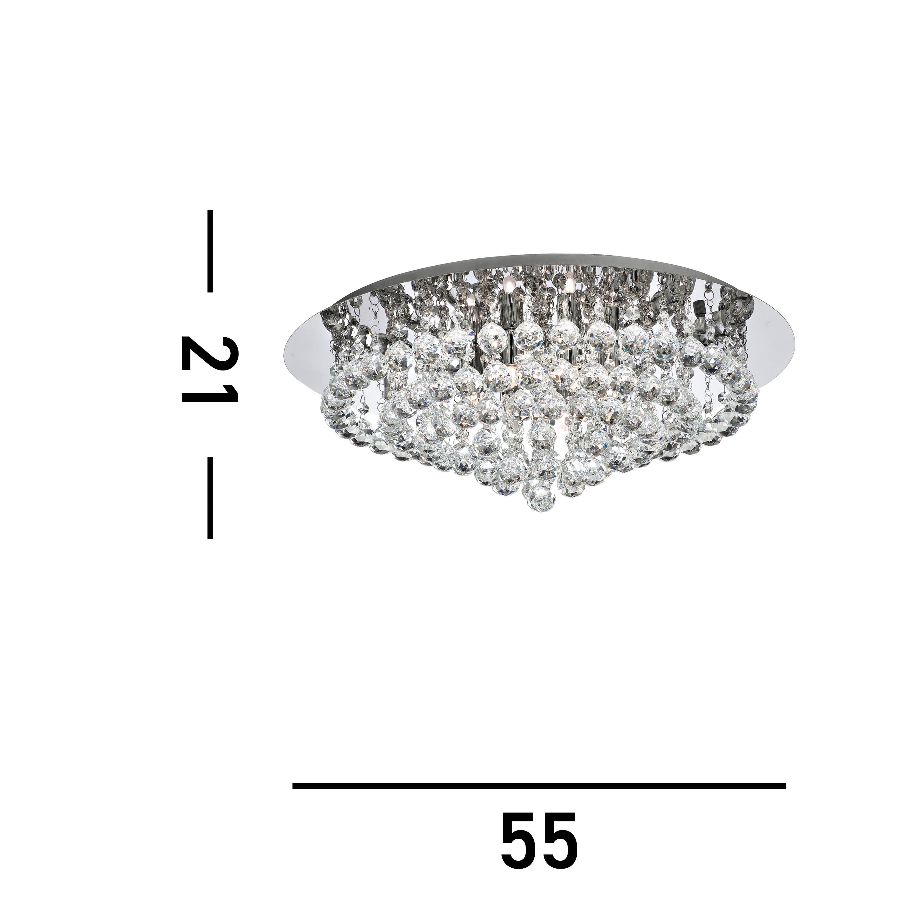 Searchlight Hampstead Chrome 8 Light Semi-Flush Fitting With Clear Crystal Balls Fitting