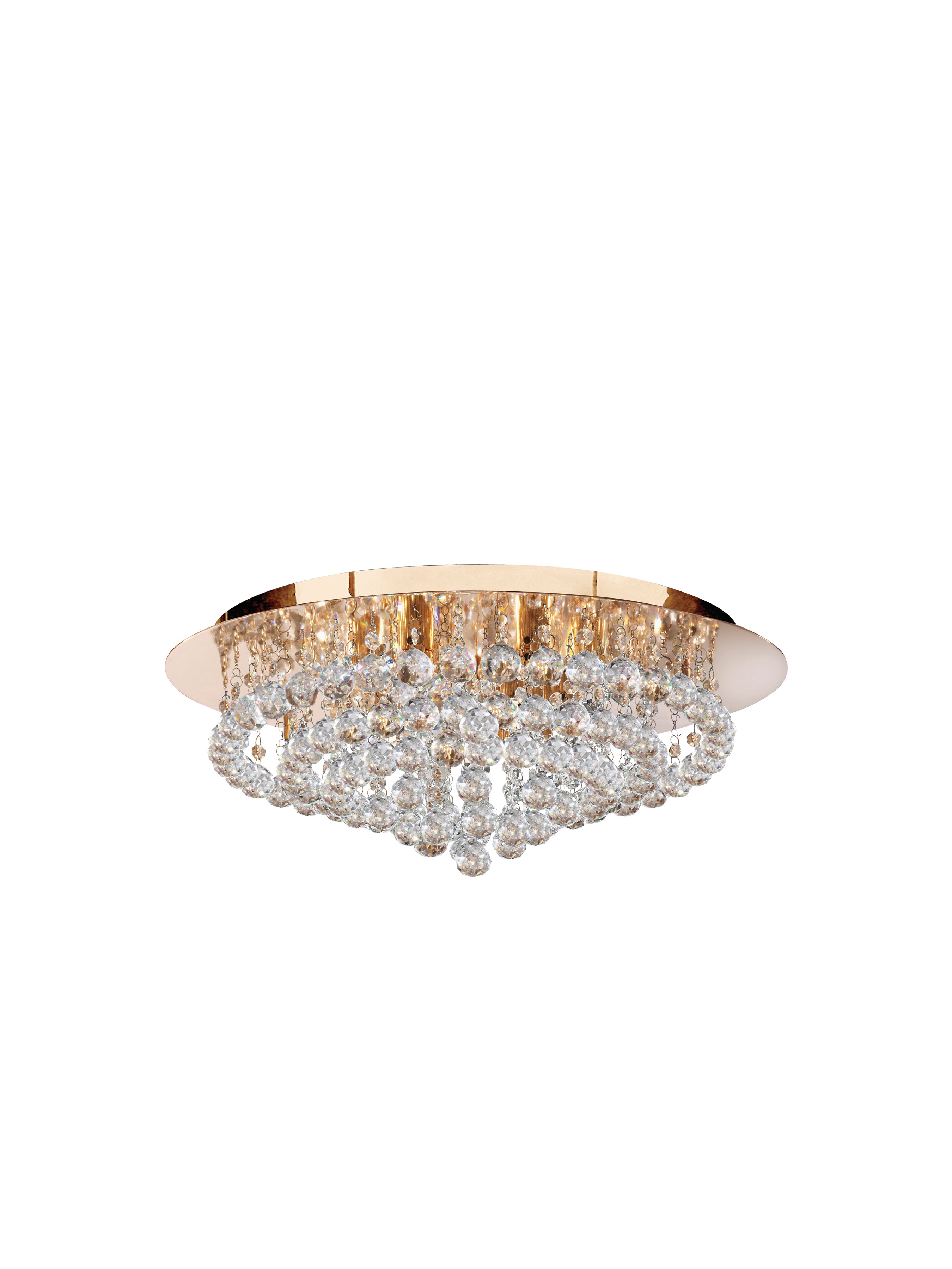 Searchlight Hampstead Gold 8 Light Semi-Flush Fitting With Clear Crystal Balls Fitting