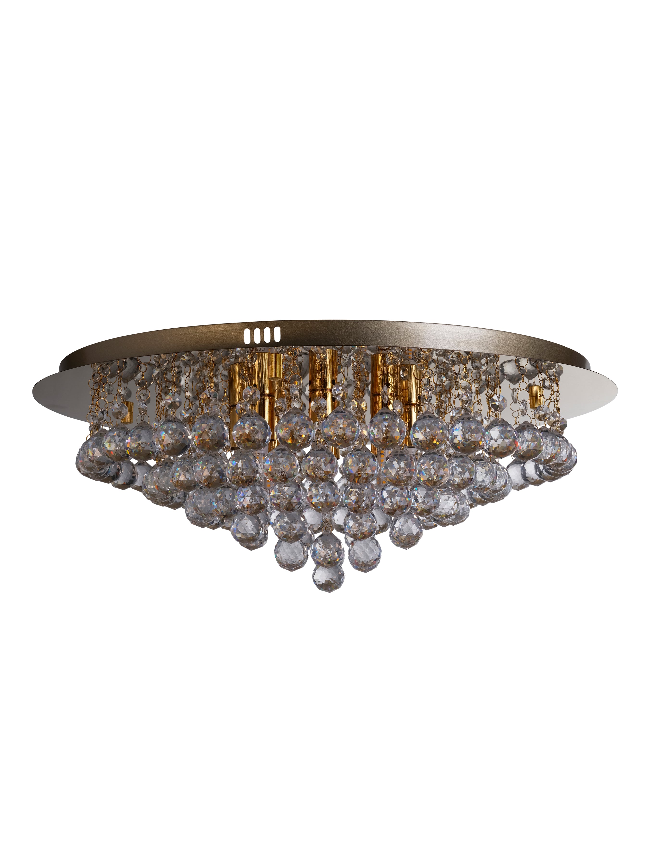 Searchlight Hampstead Gold 8 Light Semi-Flush Fitting With Clear Crystal Balls Fitting