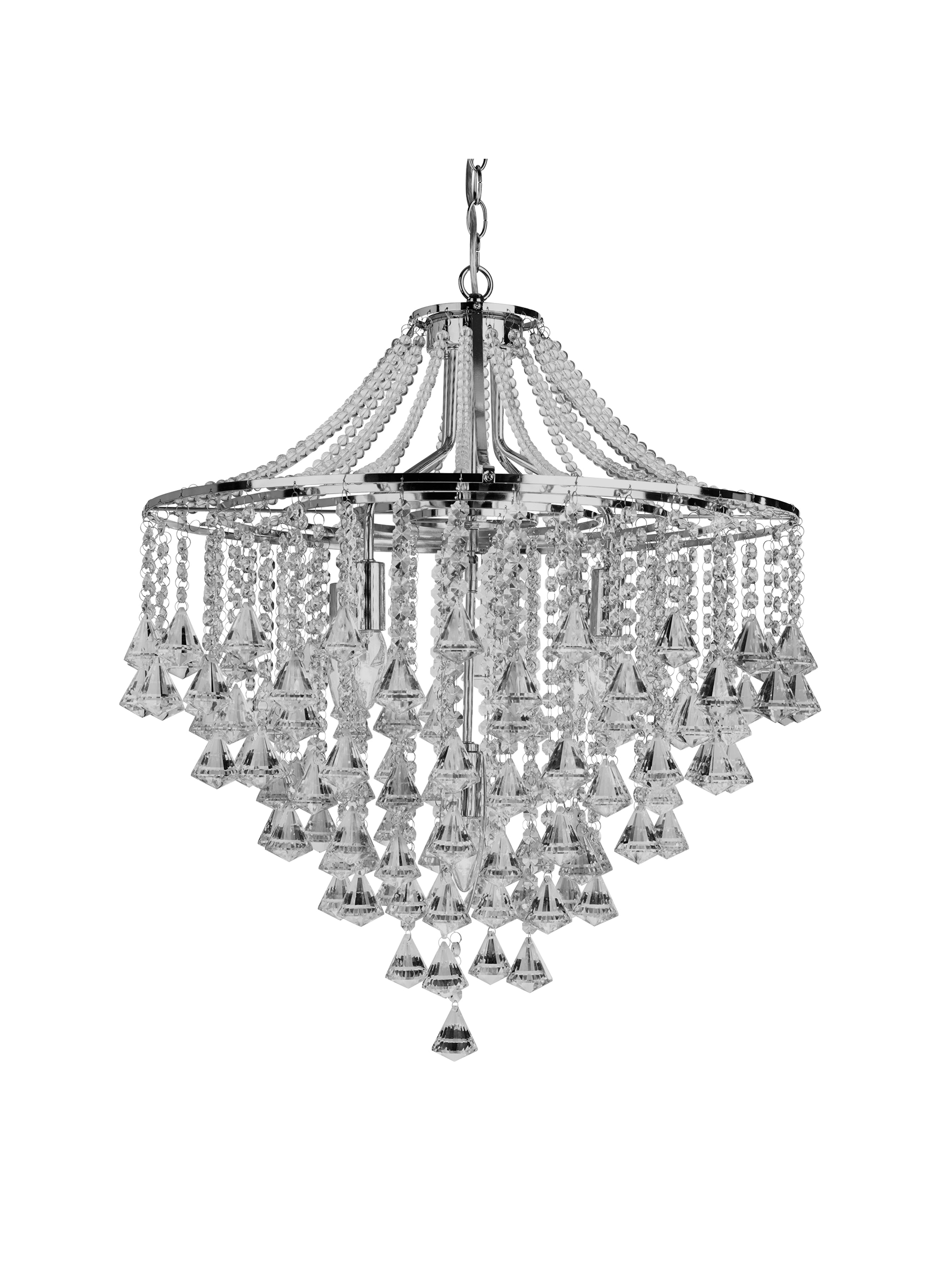 Searchlight Dart 5 Light Pendant - Chrome & Clear Crystal