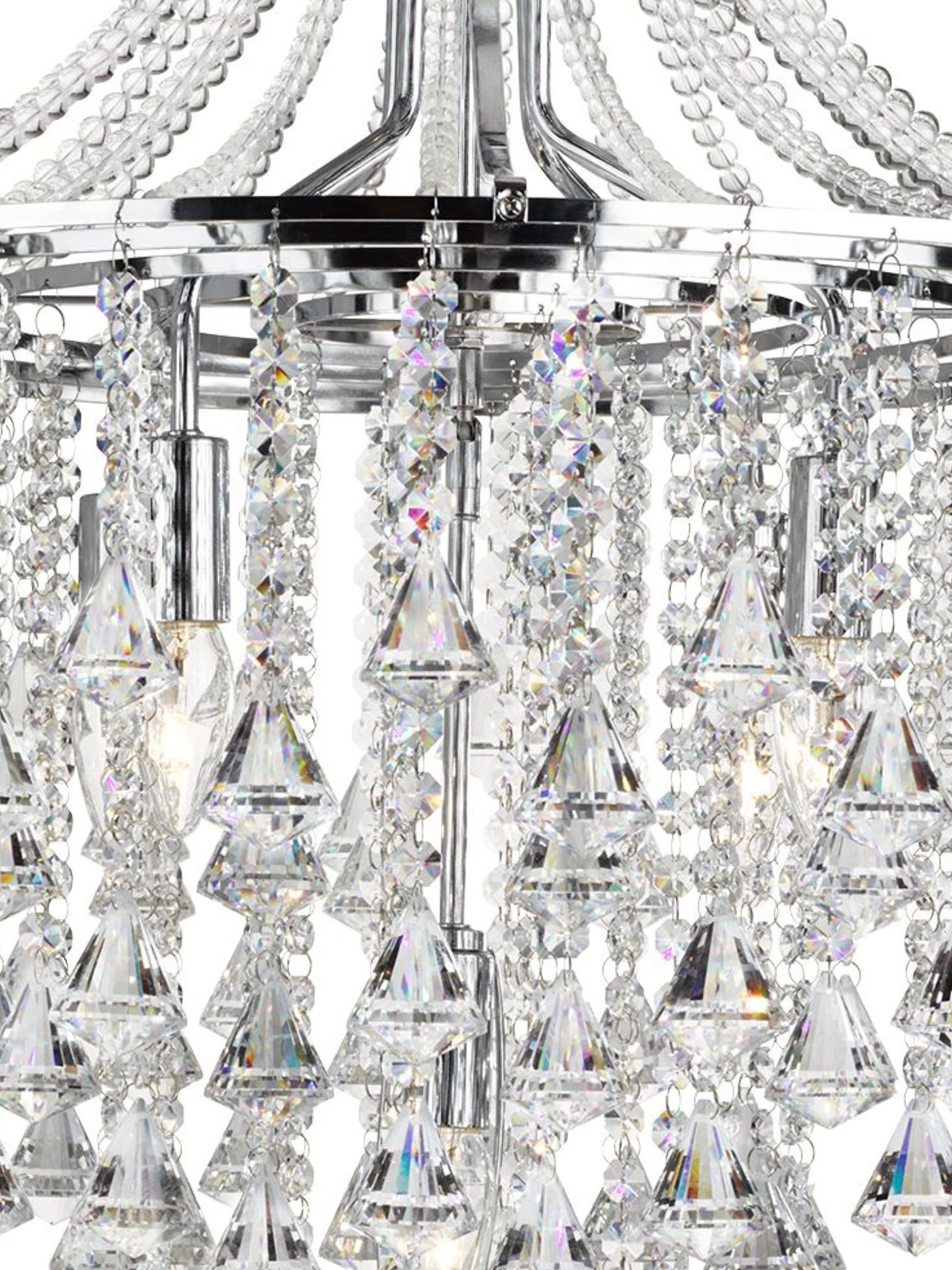 Searchlight Dart 5 Light Pendant - Chrome & Clear Crystal