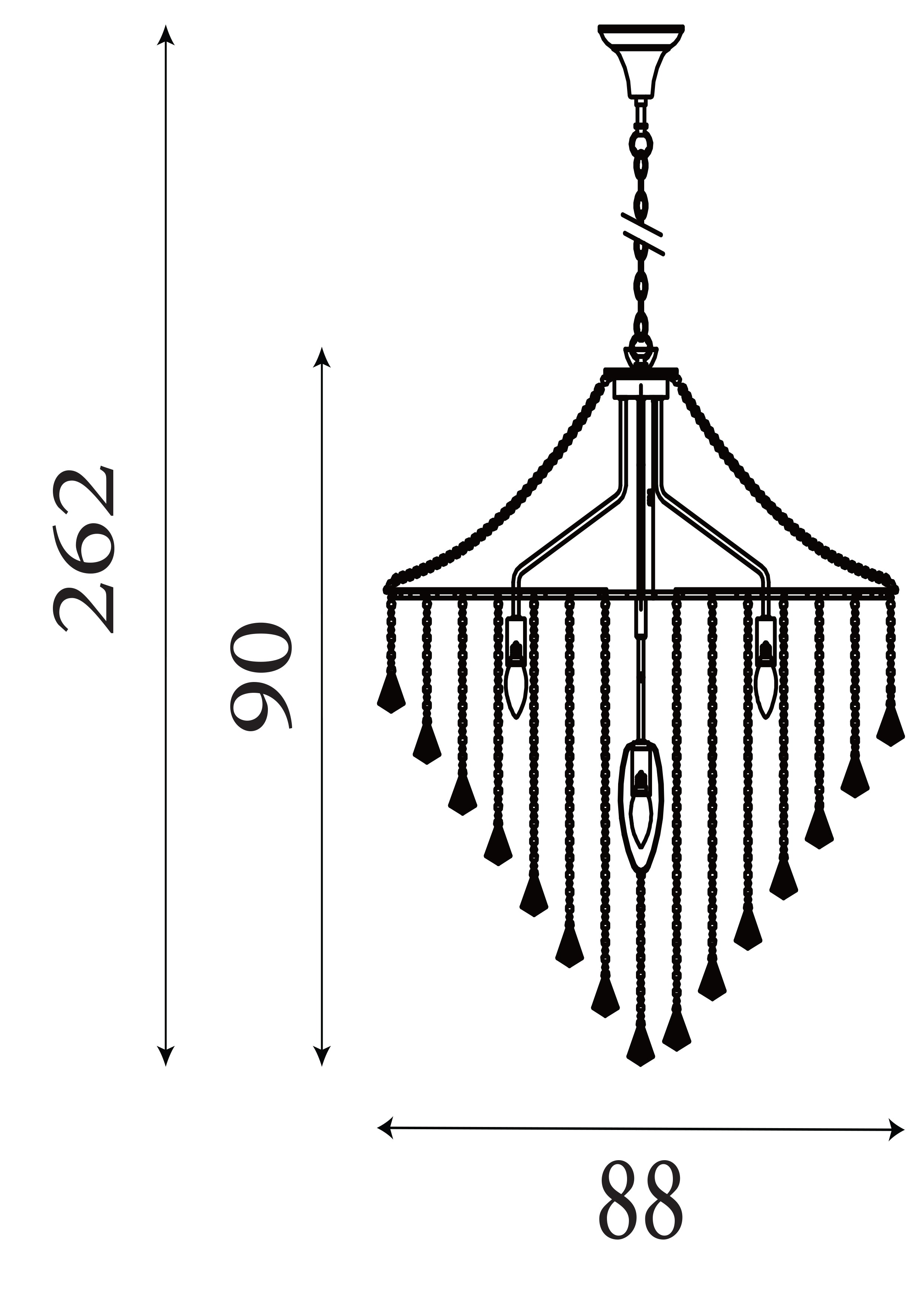 Searchlight Dart 7 Light Pendant - Chrome & Crystal