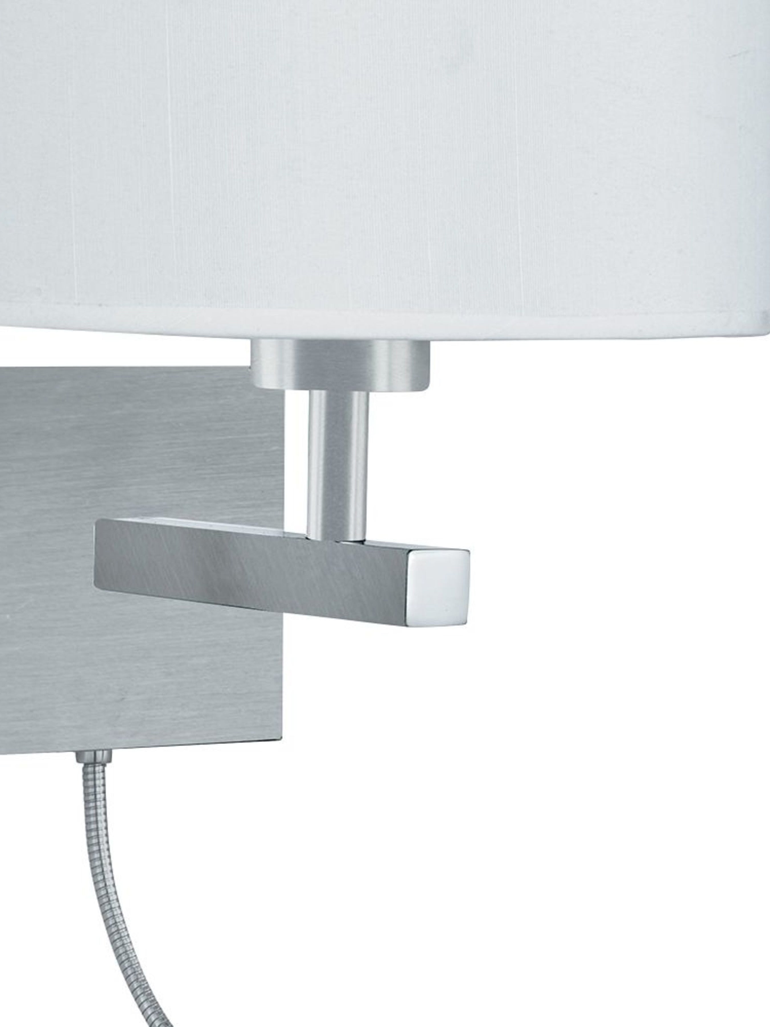Searchlight Satin Silver Wall Light With White Shade Incorporating LED Flexi - Arm