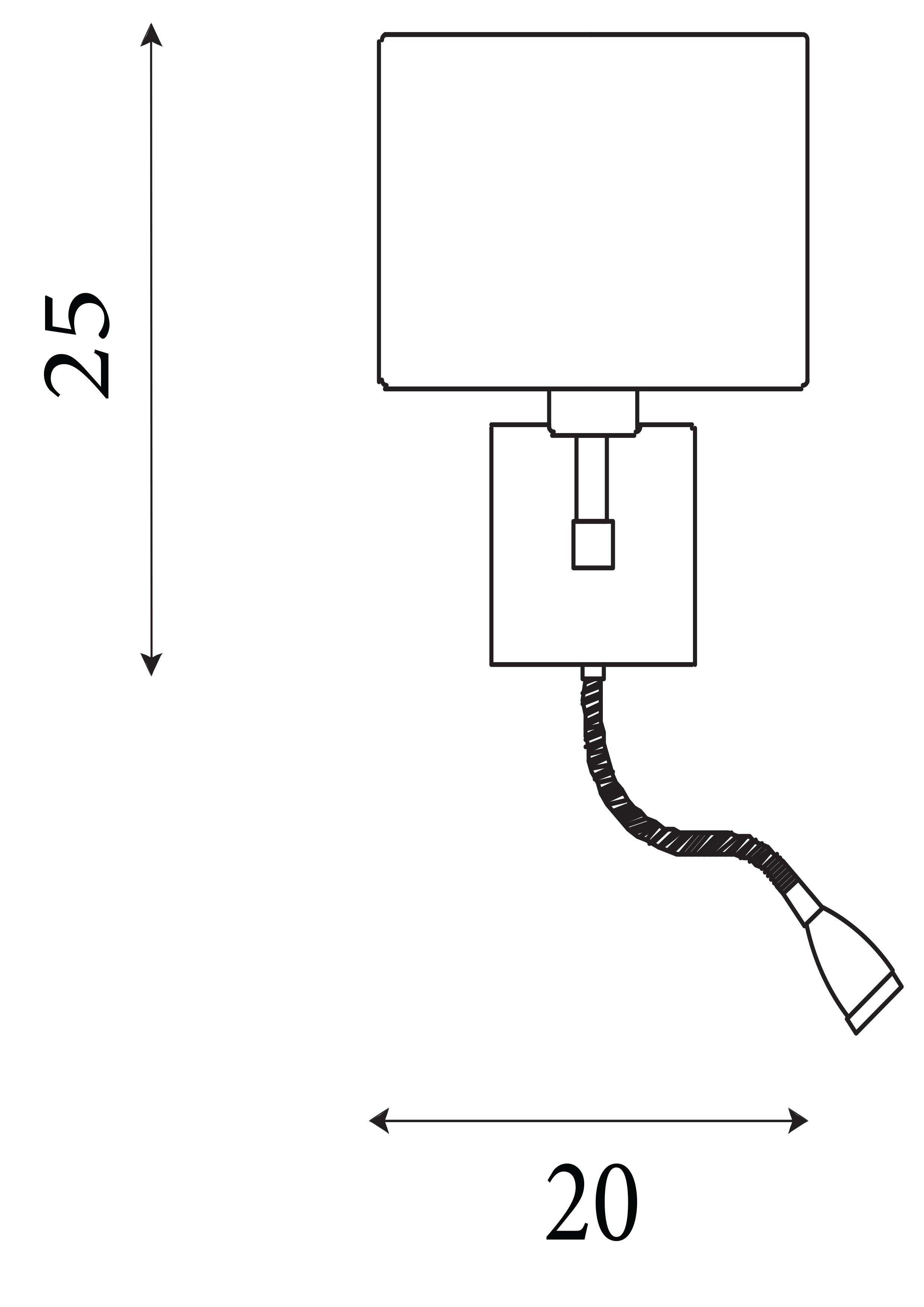 Searchlight Satin Silver Wall Light With White Shade Incorporating LED Flexi - Arm