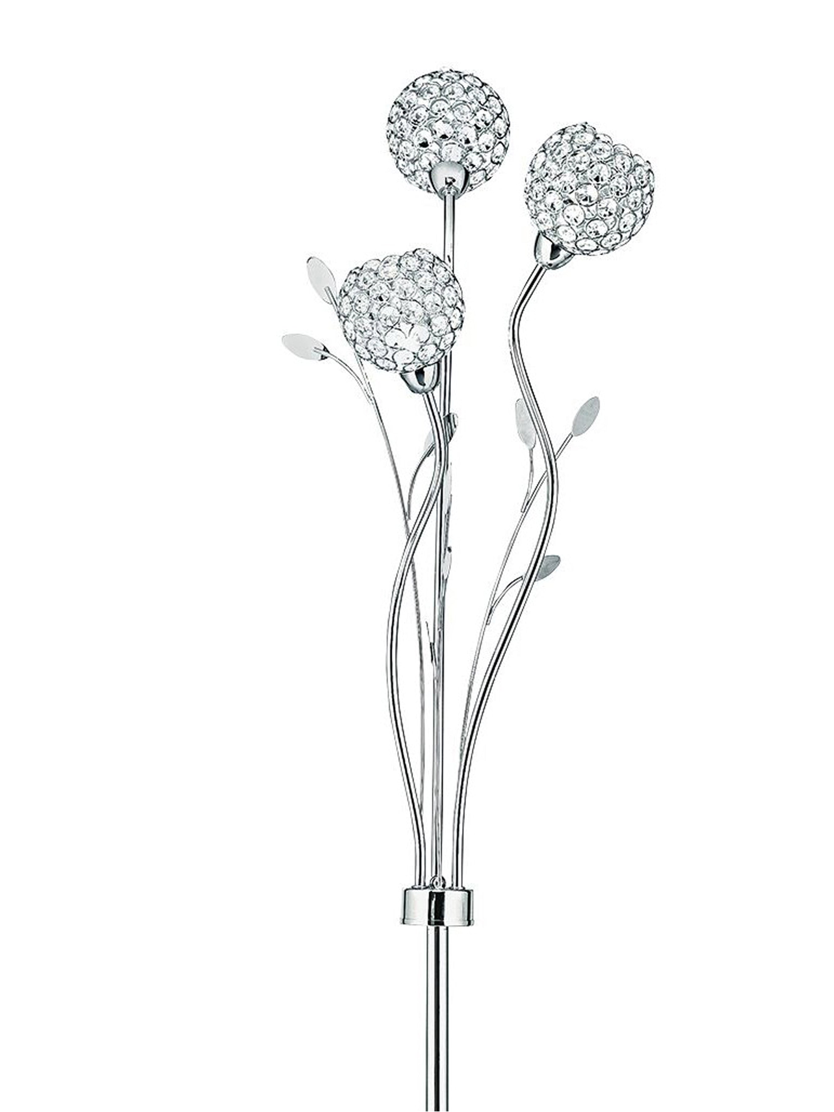 Searchlight Bay II 3 Light Floor Lamp - Chrome & Clear Glass Deco Shades