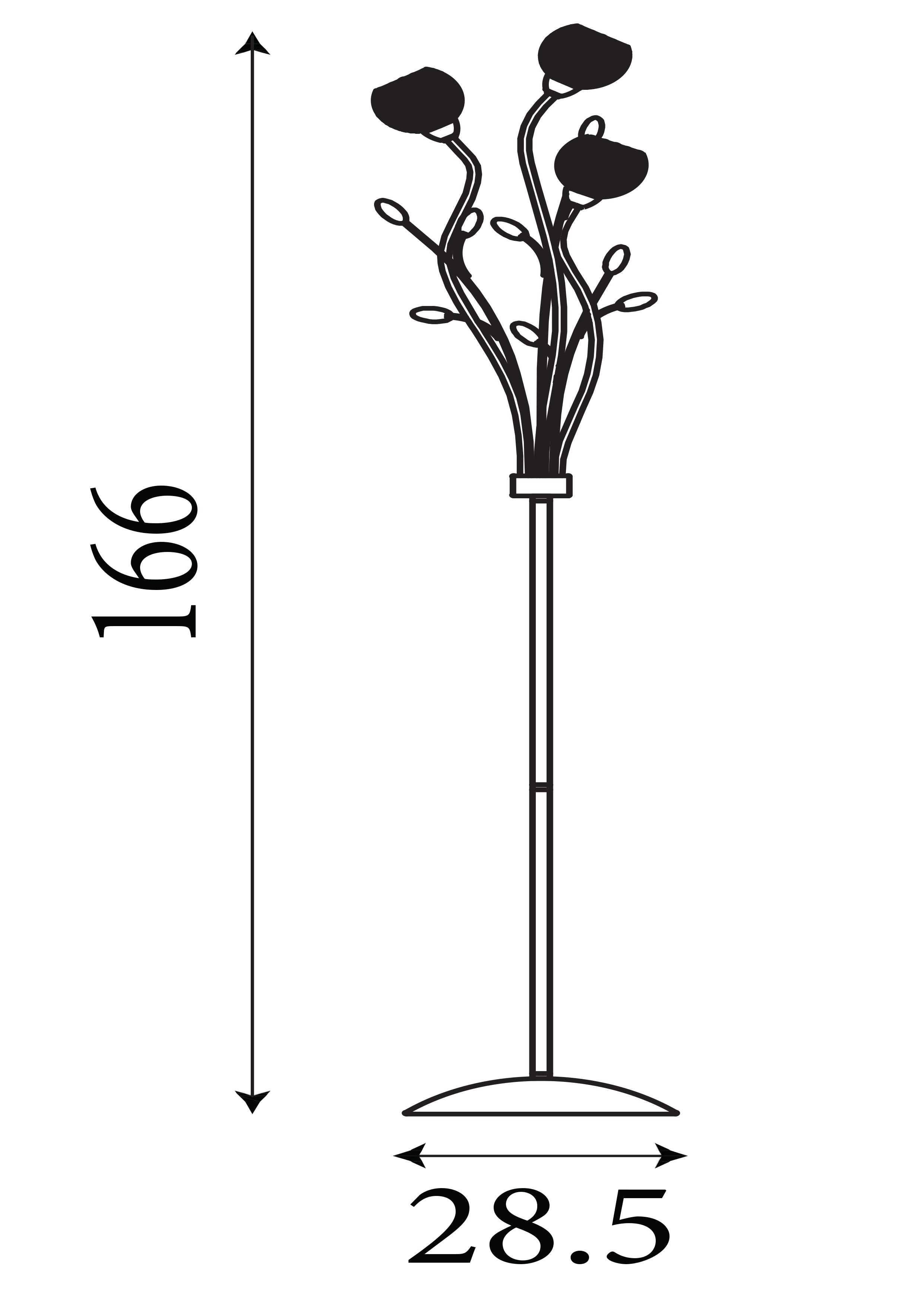 Searchlight Bay II 3 Light Floor Lamp - Chrome & Clear Glass Deco Shades