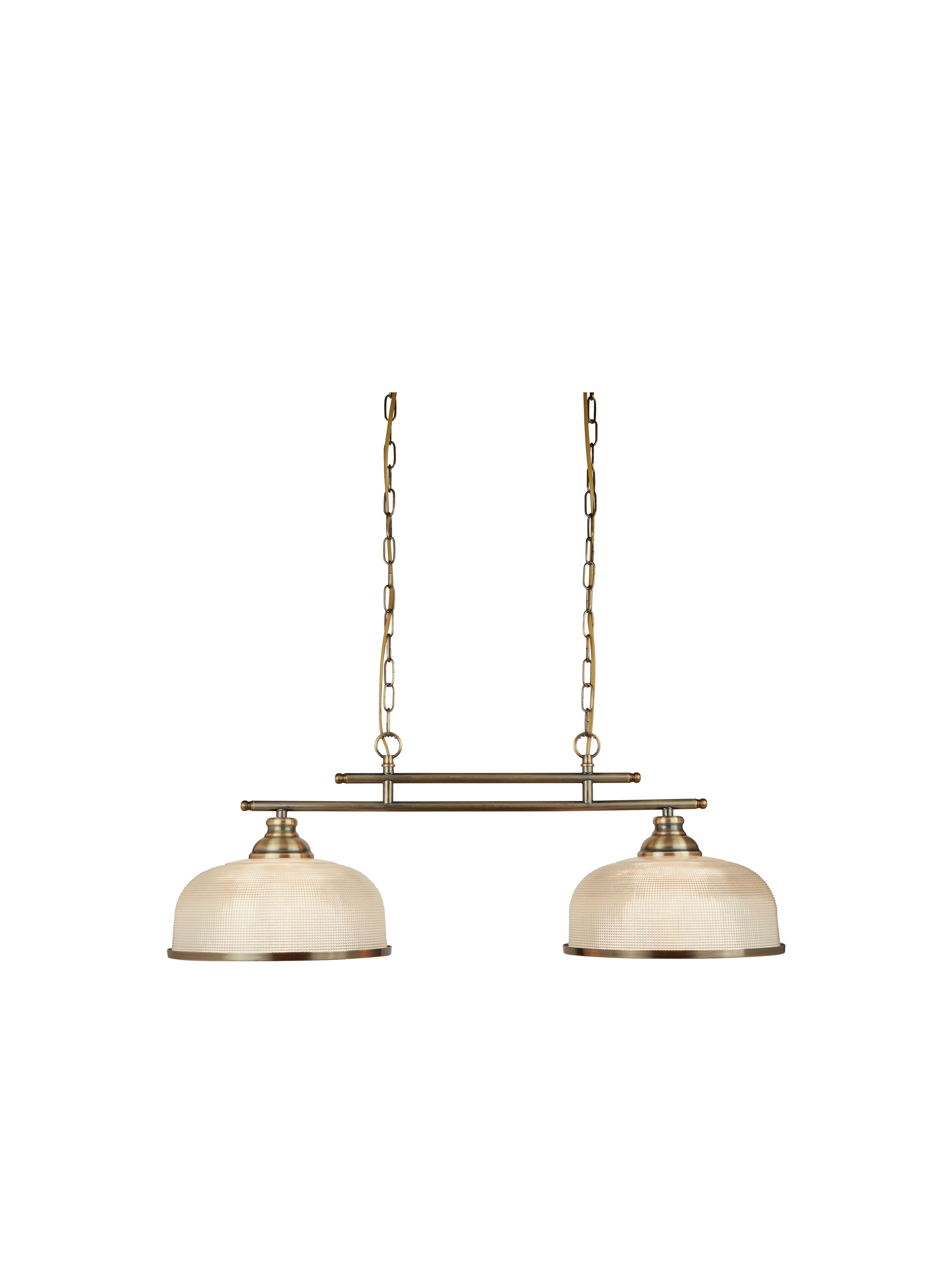 Searchlight Beech II 2 Light Ceiling Bar - Antique Brass & Holophane Glass