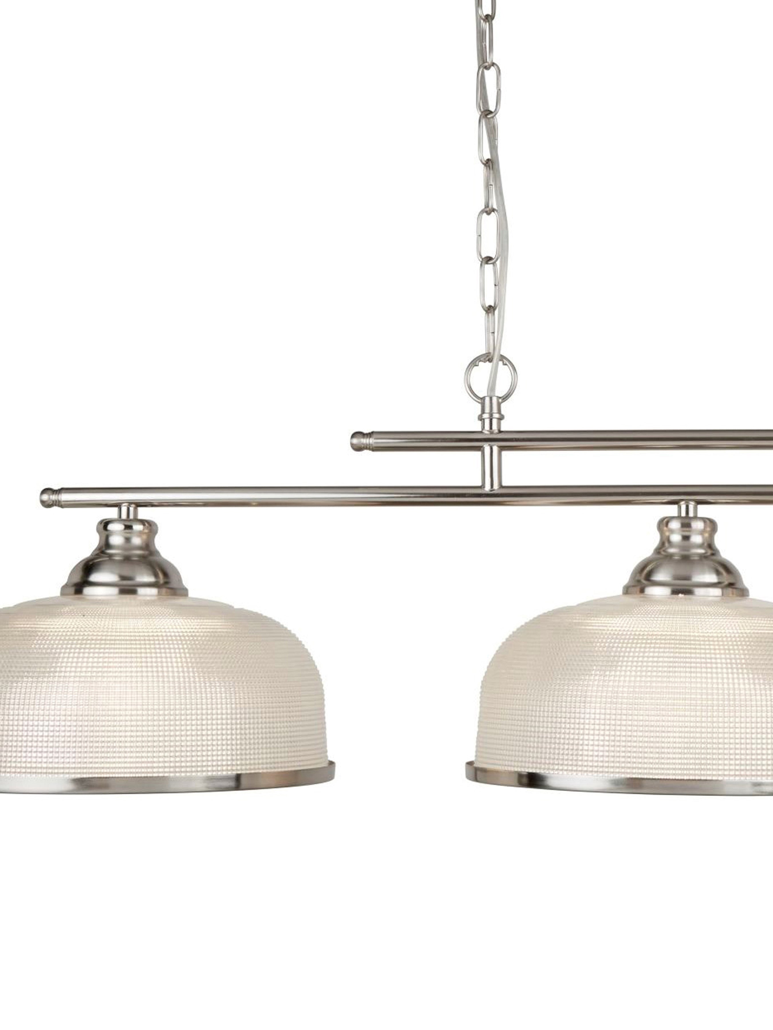 Searchlight Beech II 3 Light Ceiling Bar - Satin Silver & Holophane Glass