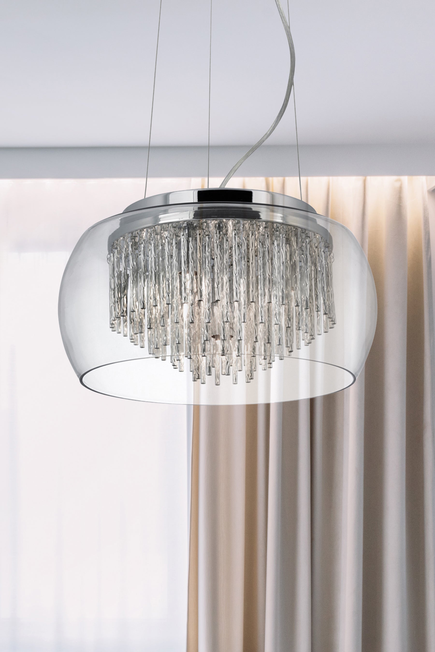 Searchlight Chandos Clear Glass Shade 4 Light Fitting With Aluminium Spiral Tubes