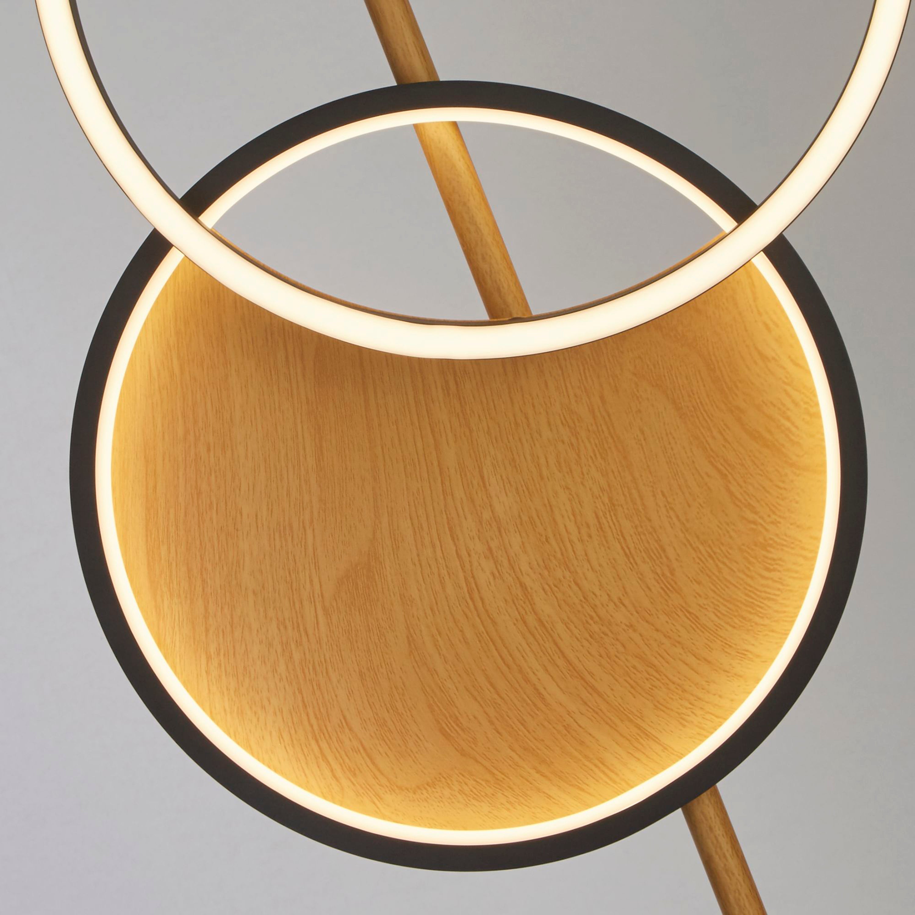 Searchlight Chambers Floor Lamp - Black Metal & Wood