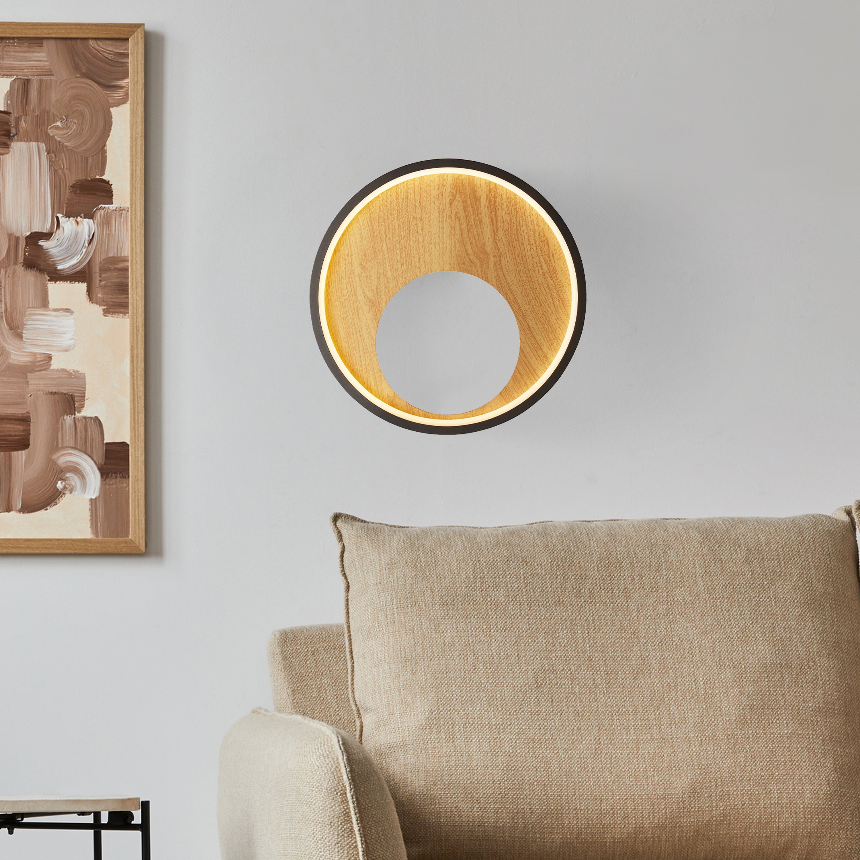 Searchlight Chambers Wall Light - Black Metal & Wood