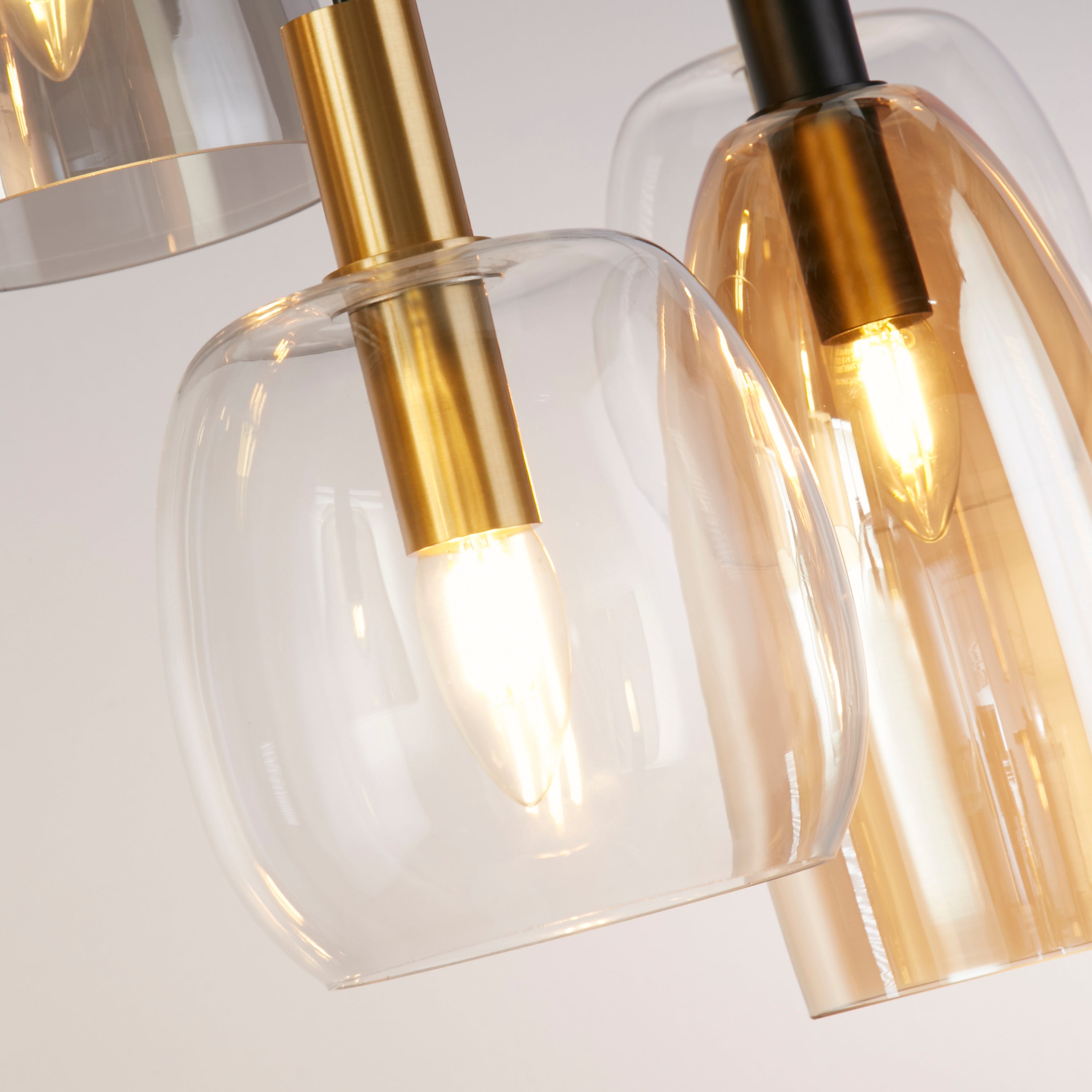 Searchlight Darrel 6 Light Multi-Drop Pendant - Black & Coloured Glass